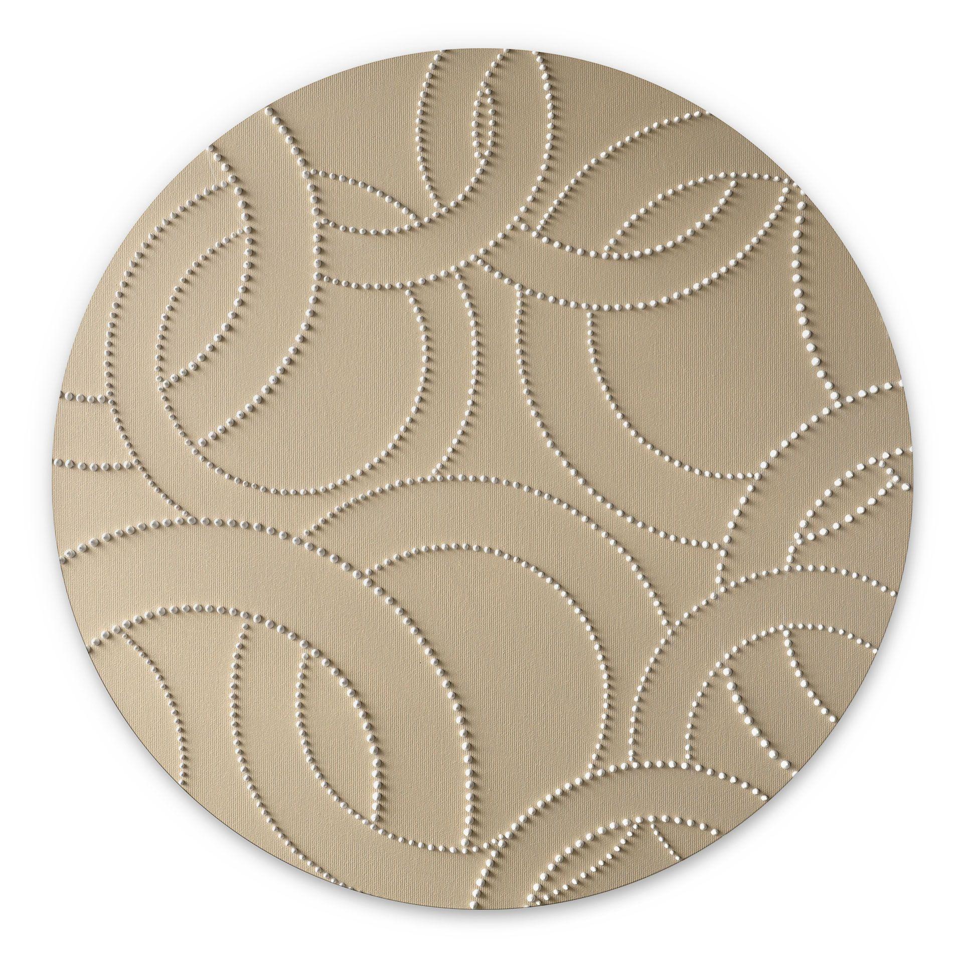 Billede Abstrakte ringe beige - Grande - rund – print på aluminium (Alu-Dibond)