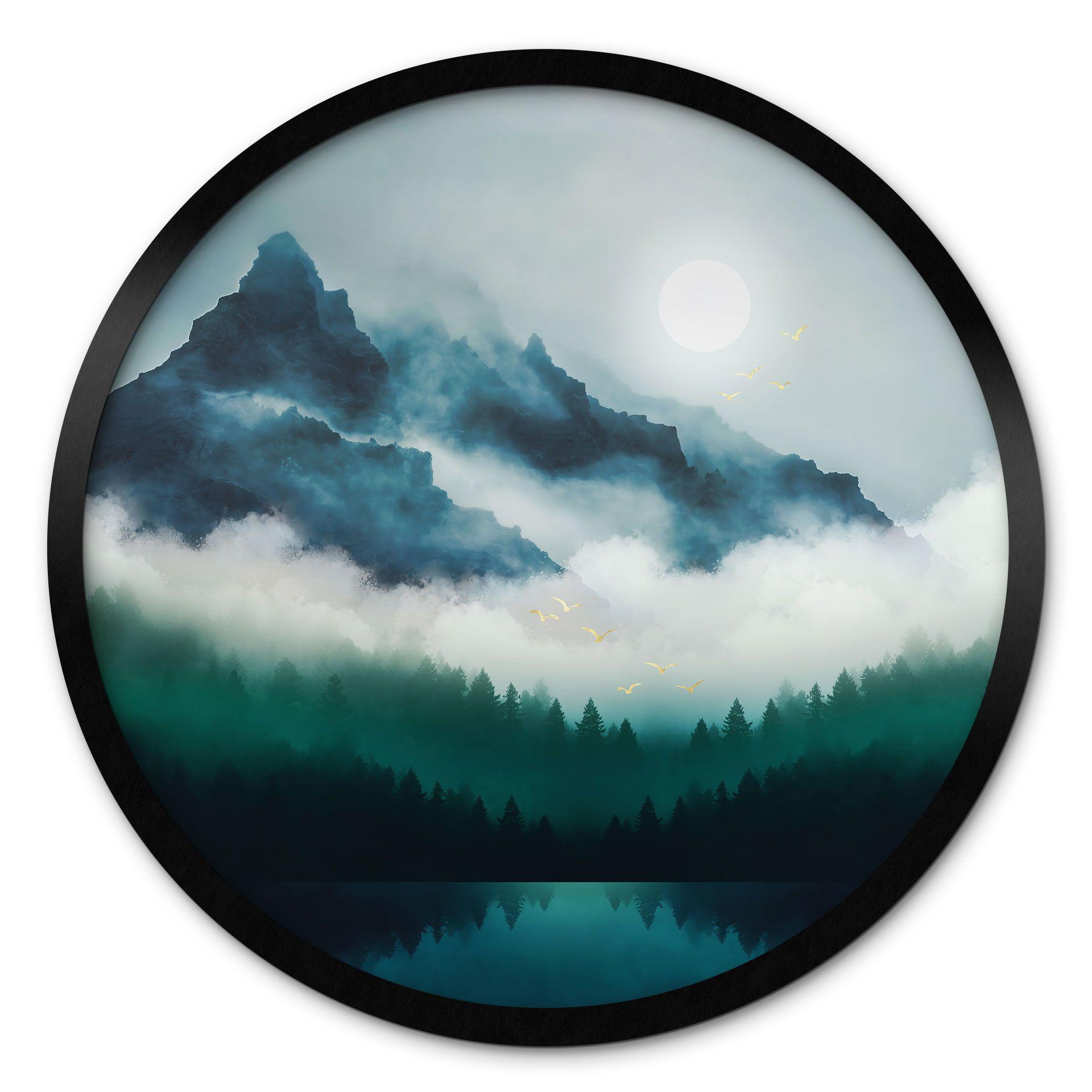 Póster Paisaje brumoso de noche - SpaceFrog Designs - Redondo