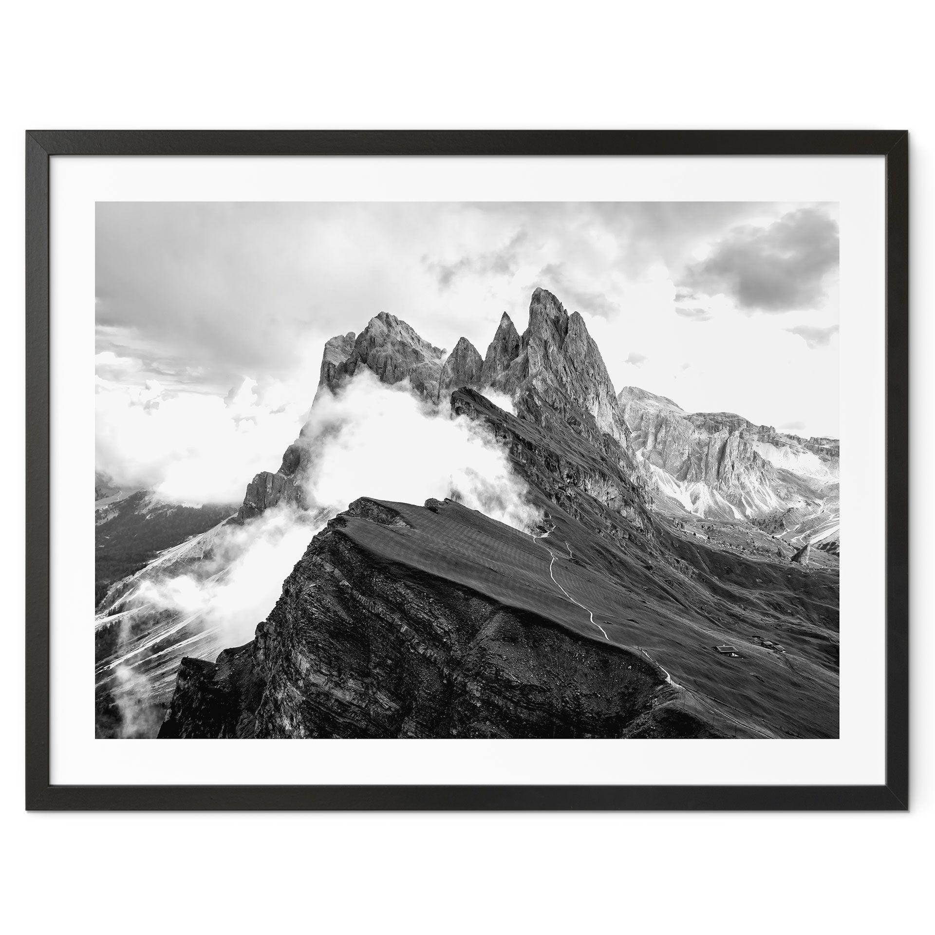 Póster vista de los Alpes - paisaje montañoso de los Dolomitas