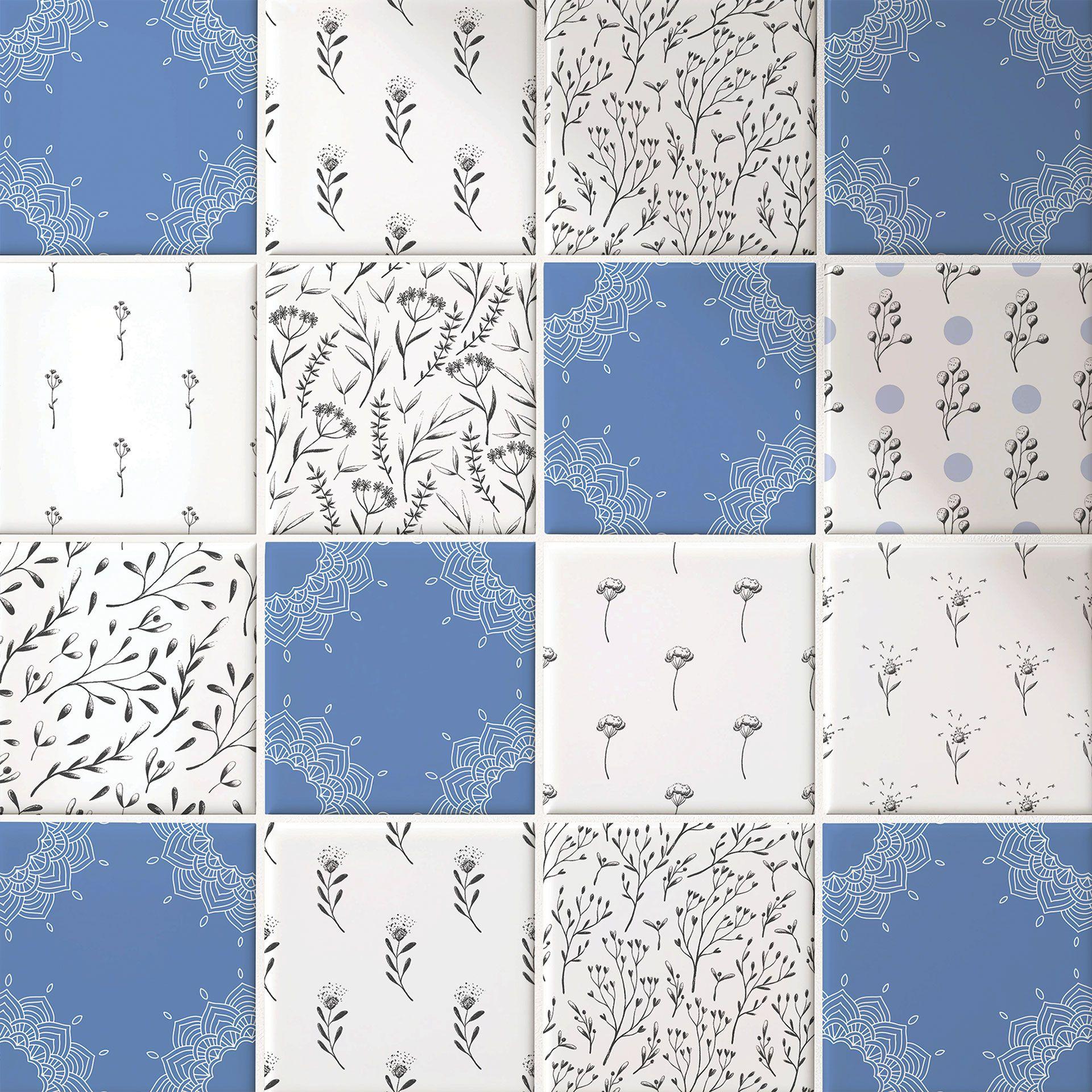 Azulejos Adhesivos Florales de todo tipo en estilo casa de campo - lote de 12