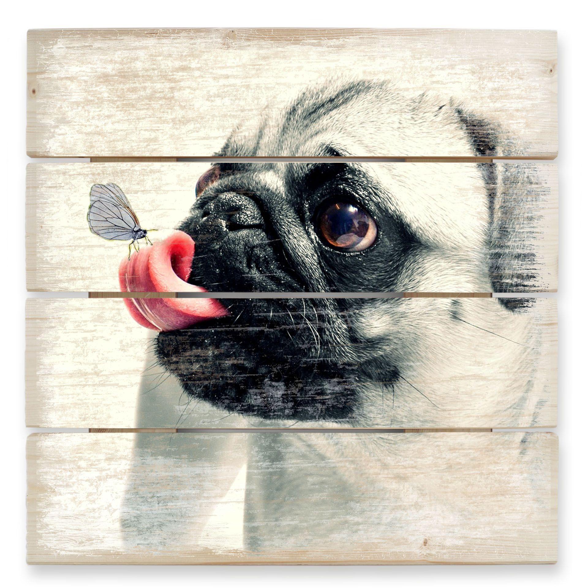 Cuadro de madera Afecto animal - 40x41,5 cm