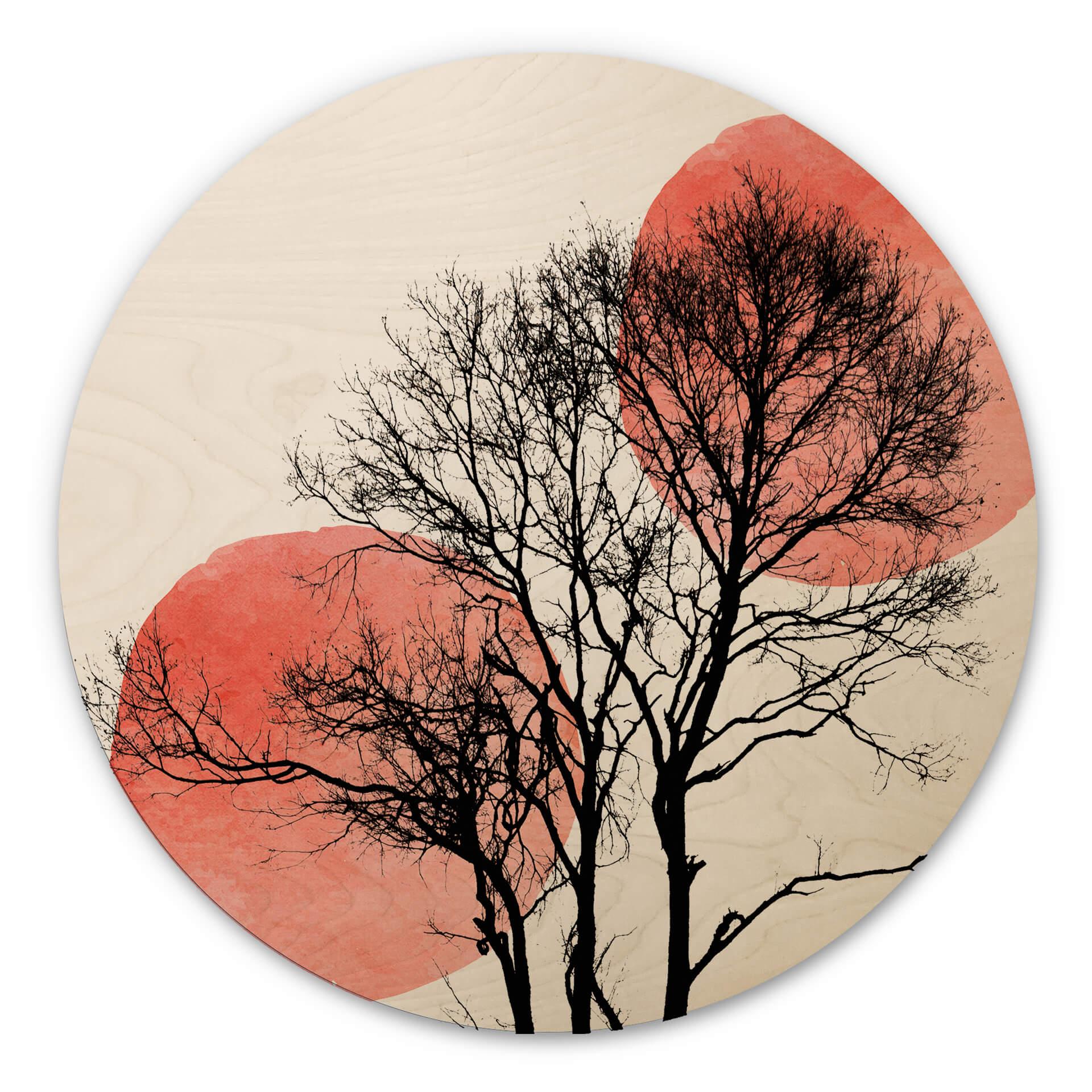 Træbillede - Kubistika - Sun and Moon - Rund