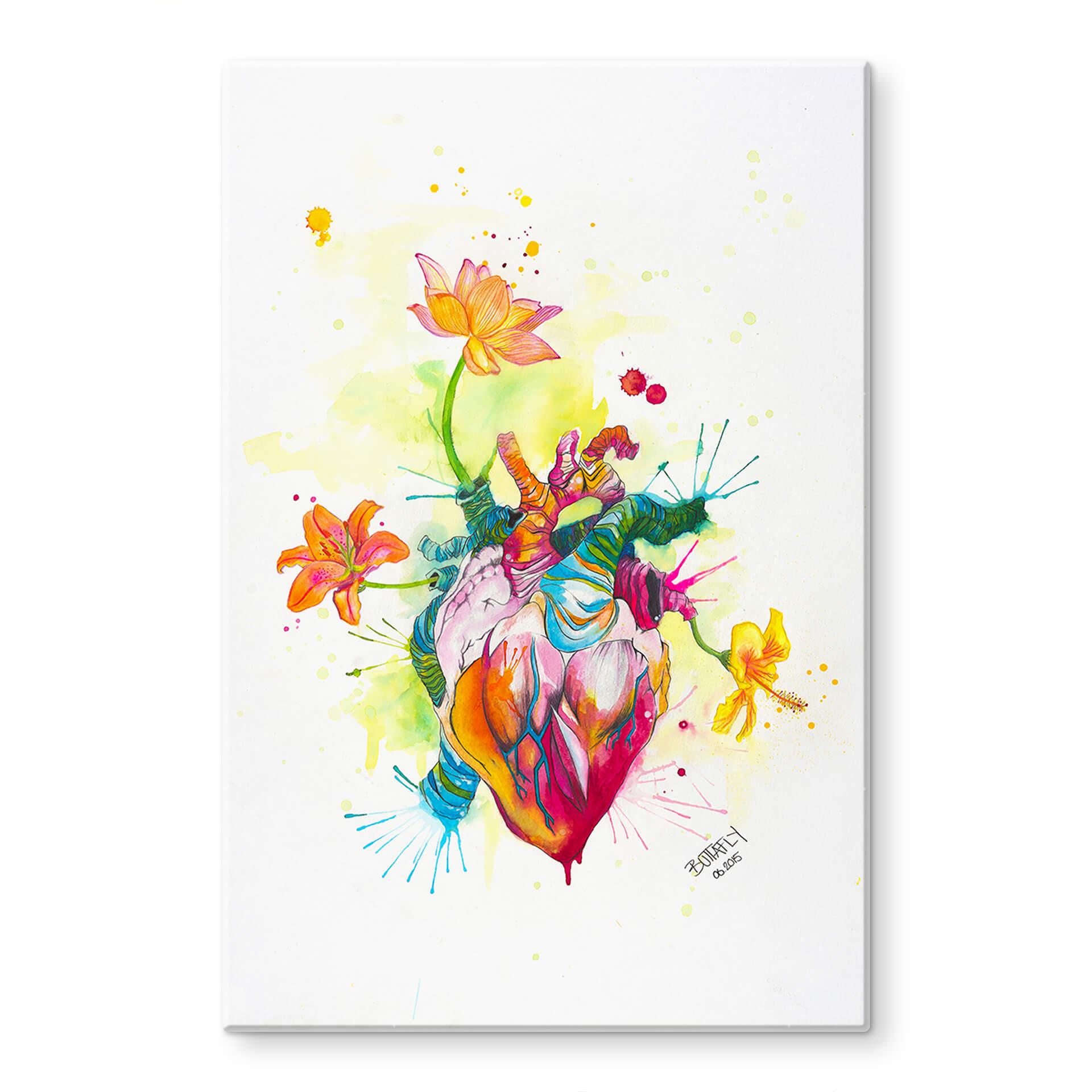 Glass Print Buttafly - Nature Beating Heart