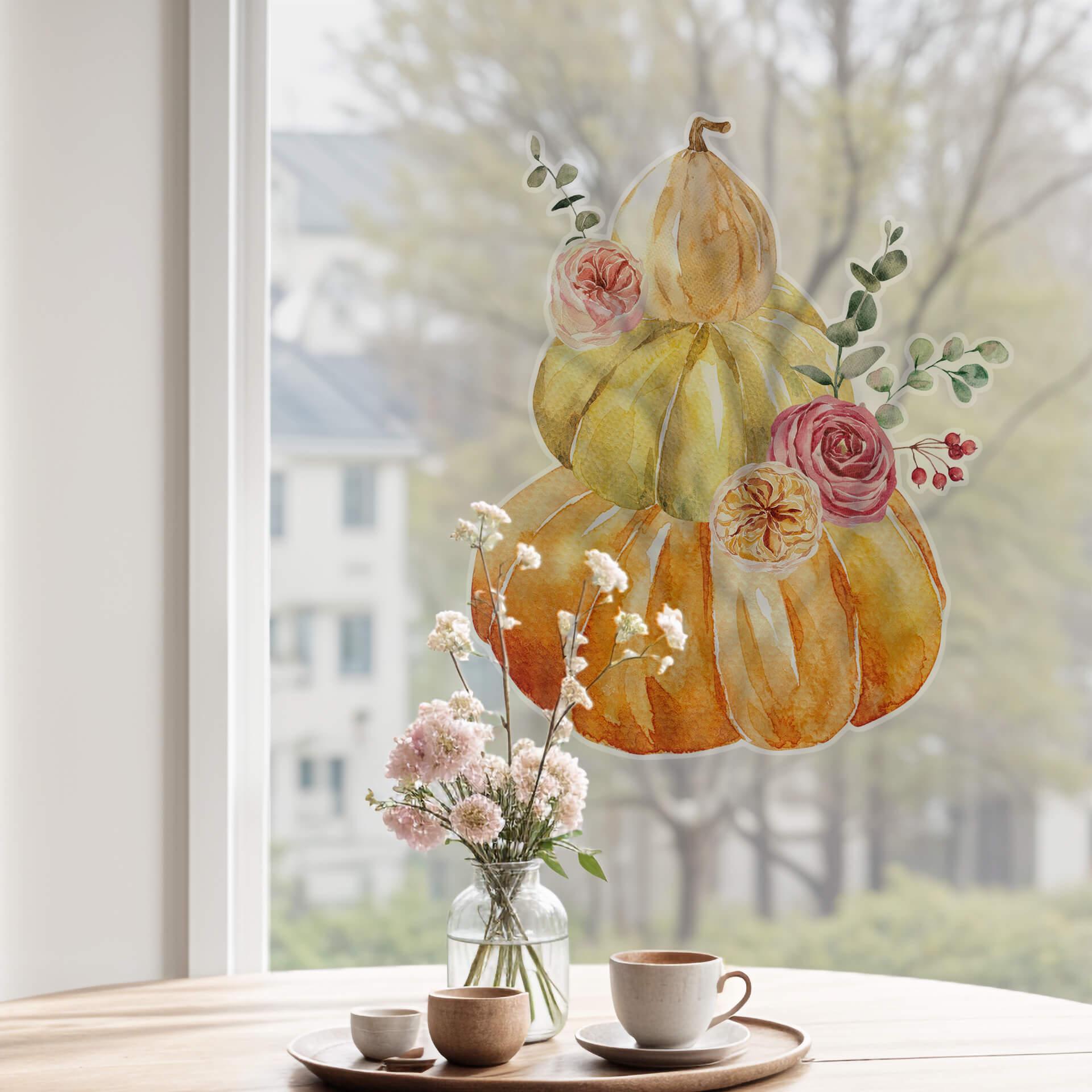 Ramo de calabaza con rosas cuadro de ventana