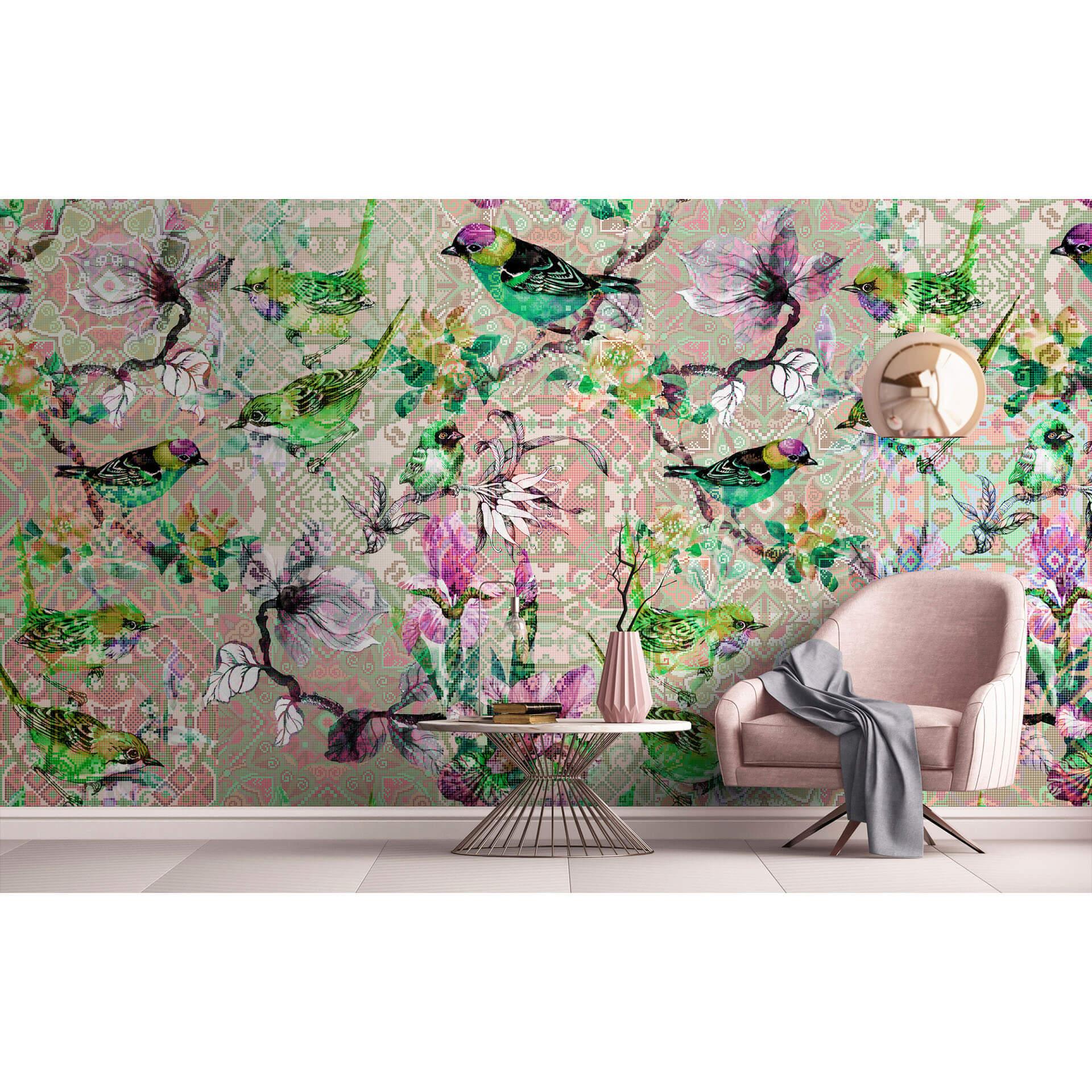Fotomural Paredes de Patel mosaico de pájaros 2