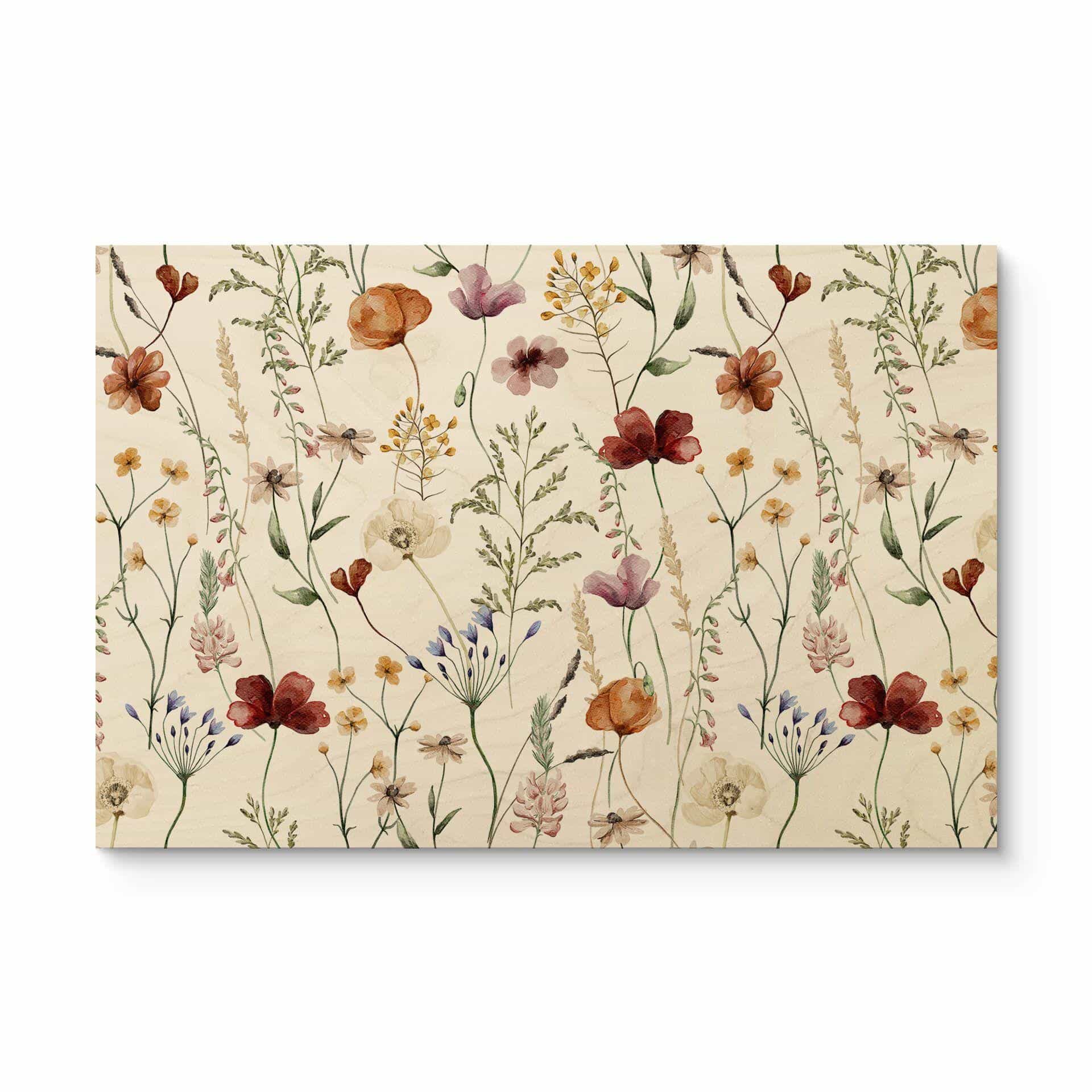 Træplakat Farverige vilde blomster - UN Designs