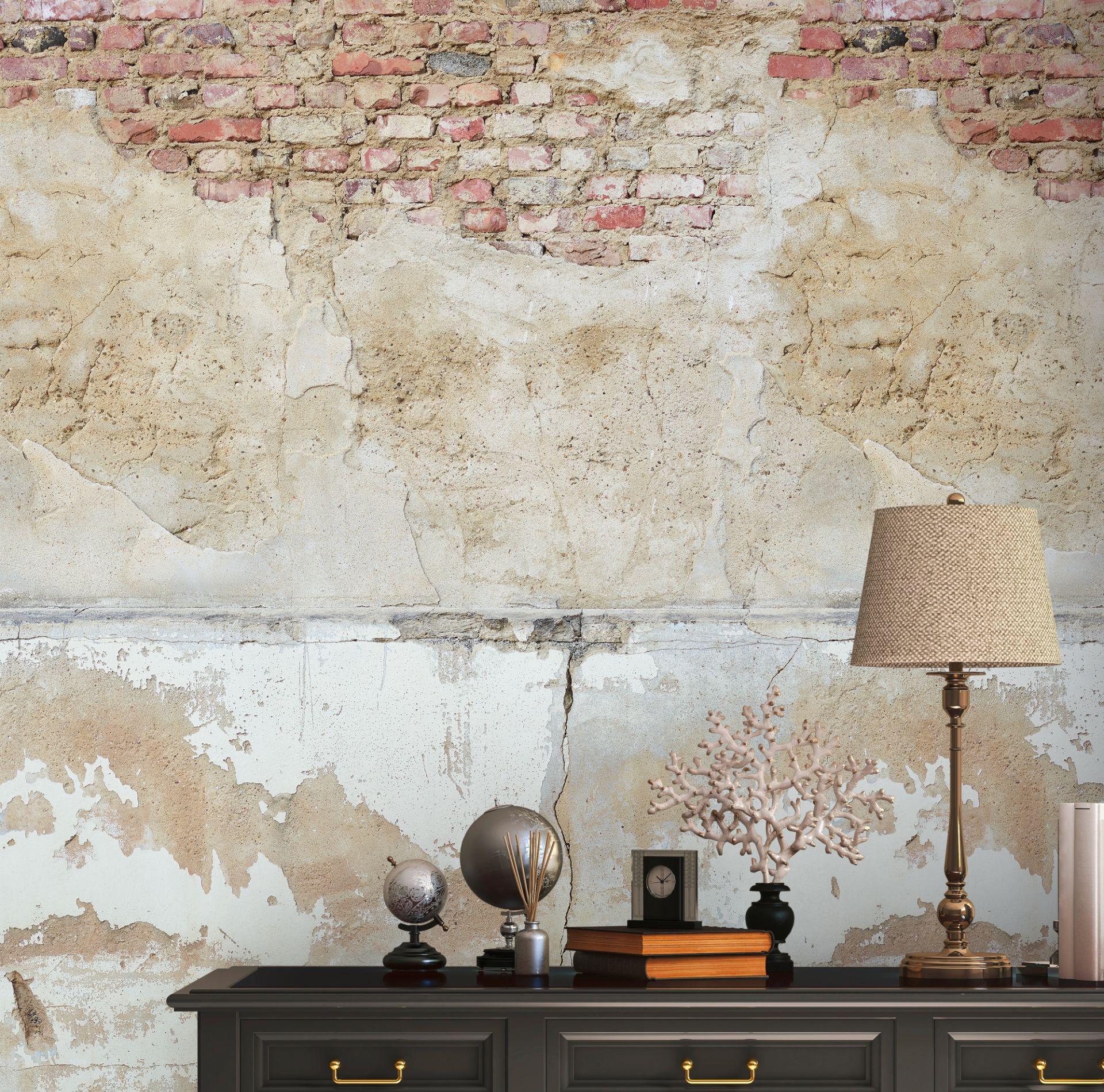 tapet stenvæg beige grå - non-woven tapet Industrial Livingwalls - mat og glat