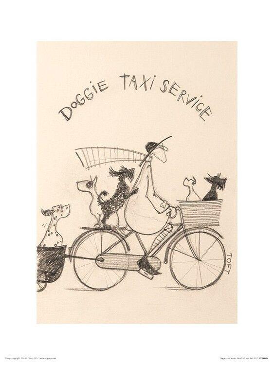 Plakat Sam Toft - Doggie Taxi Service kunsttryk, Sam Toft (30 x 40 cm)