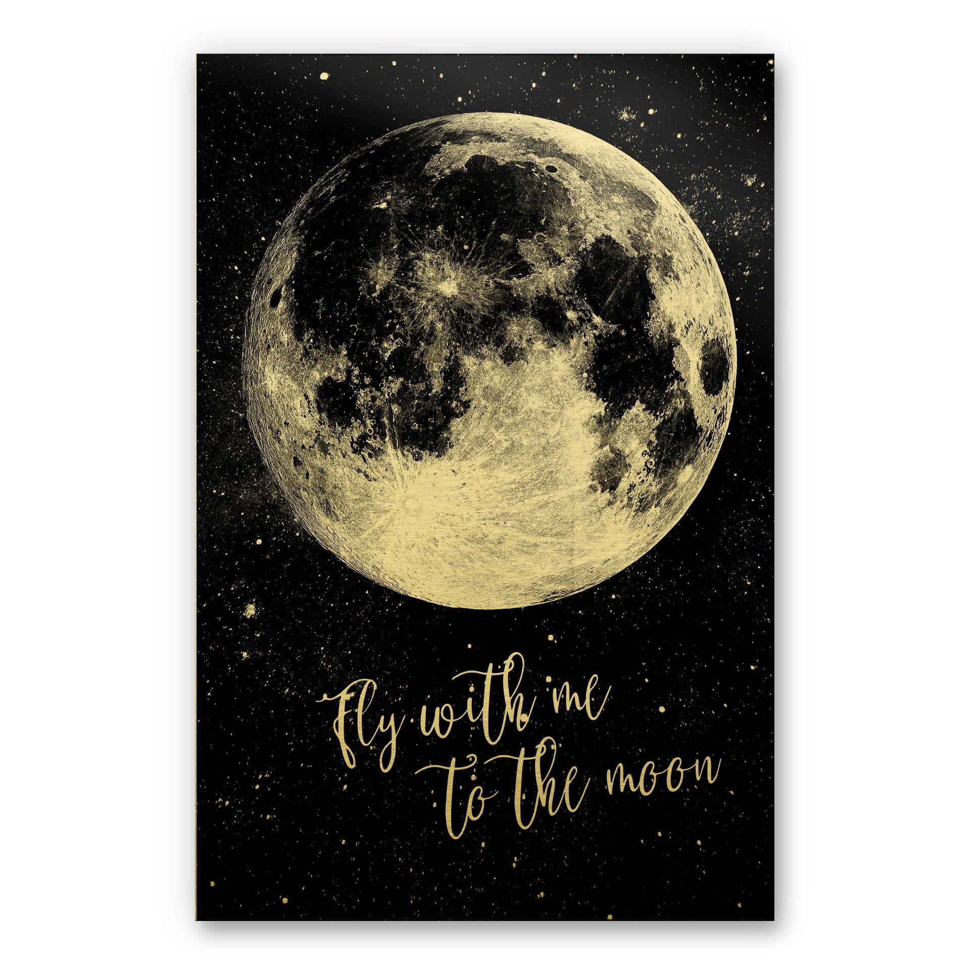 Alu-Dibond Goudeffect - Fly me to the moon