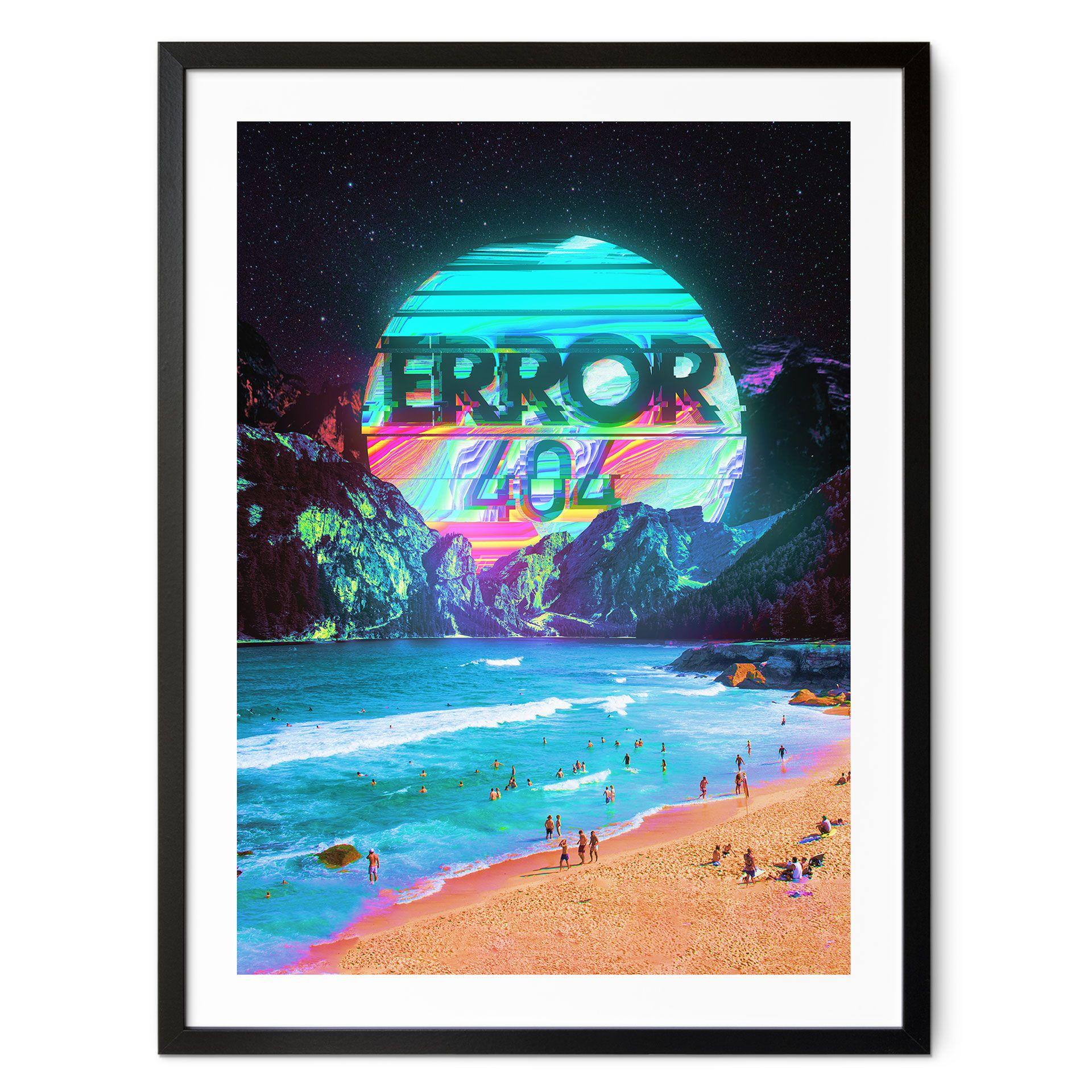 Plakat Error 404 på stranden - Nicebleed