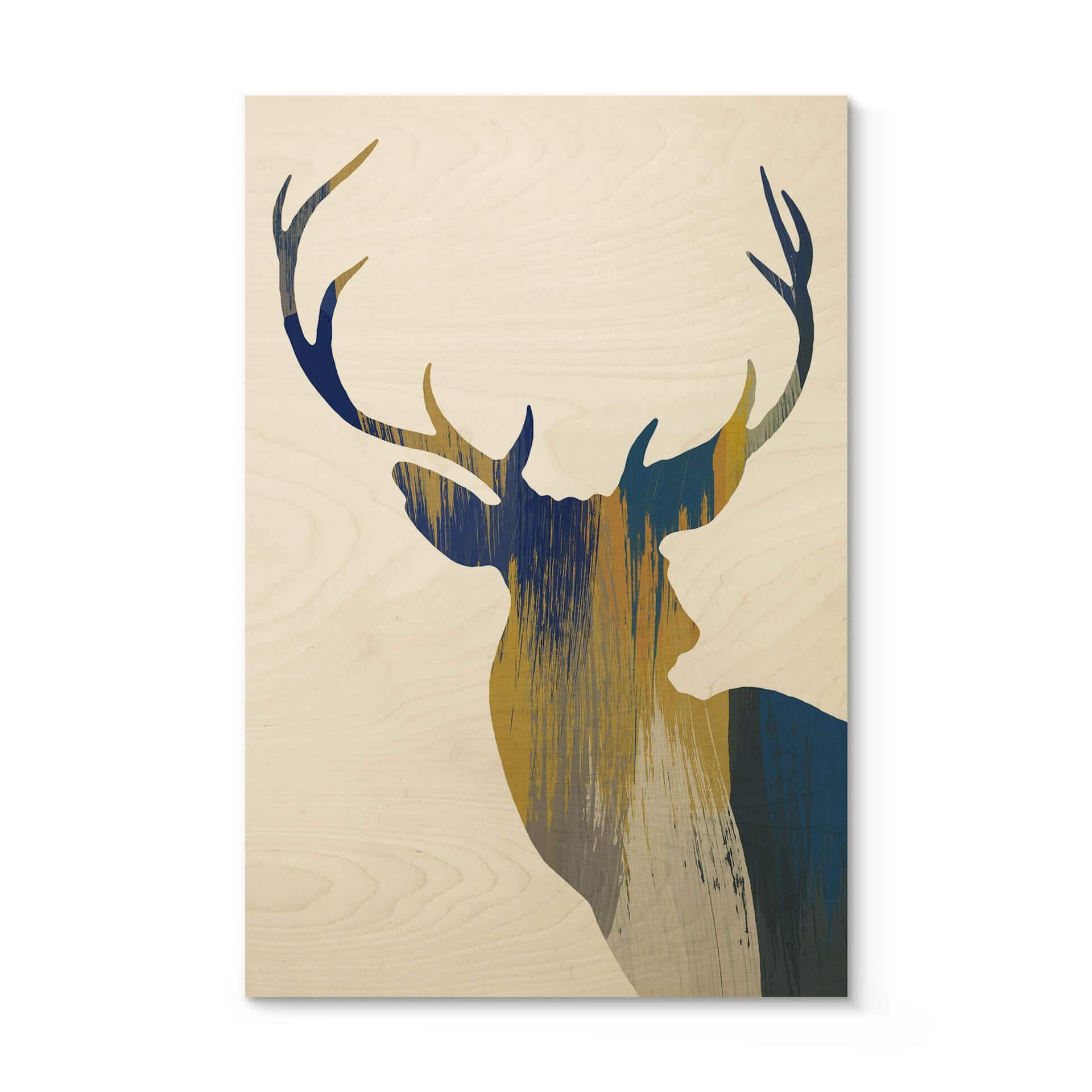 Cuadro de madera Orara Studio - Ciervo Azul y Amarillo 02