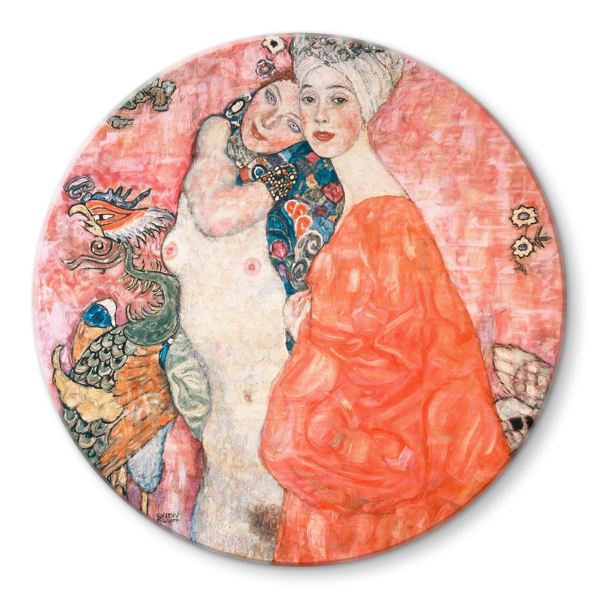 Glasbillede - Klimt - Veninderne - Rund