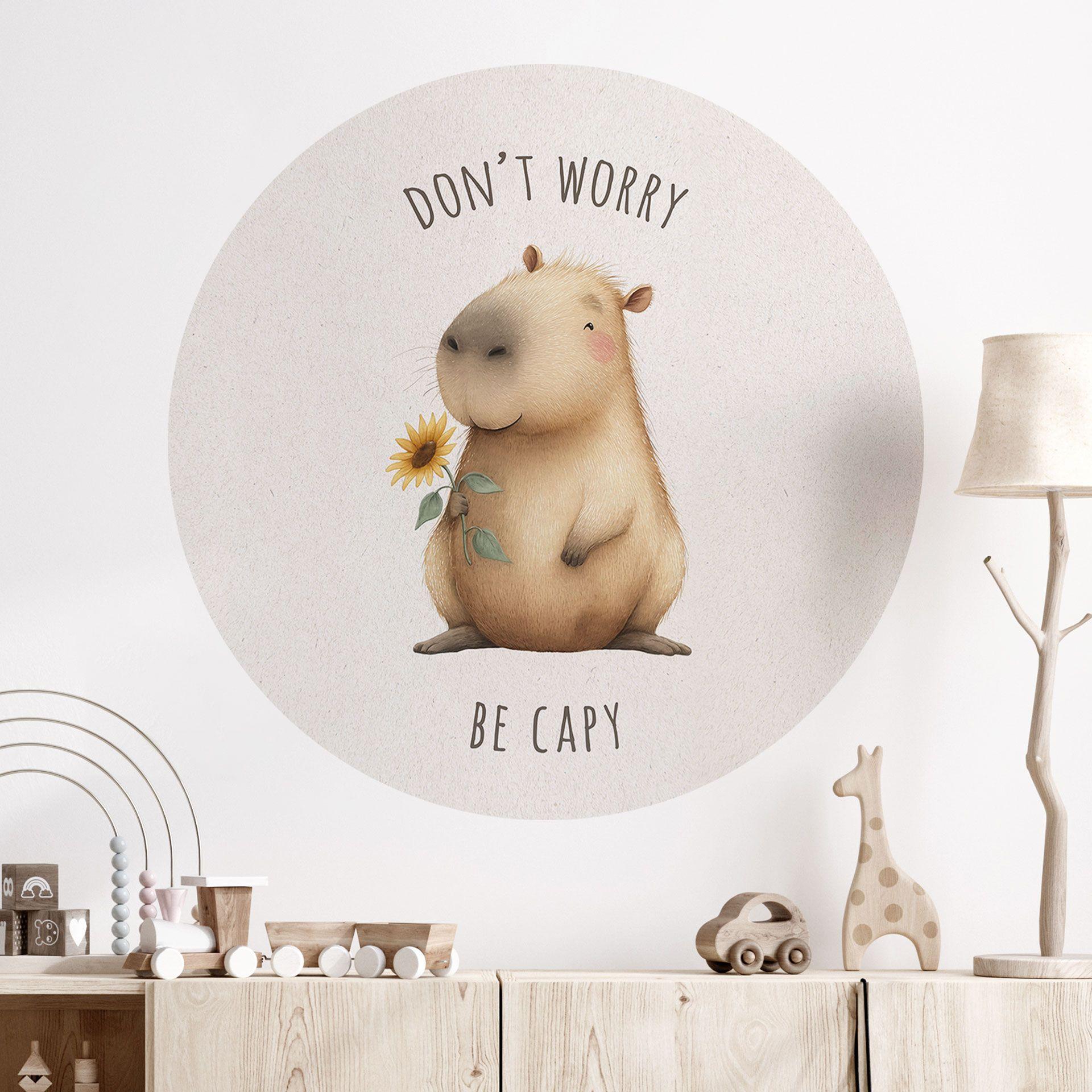 Capybara Wallsticker - Don't worry be capy - Rund
