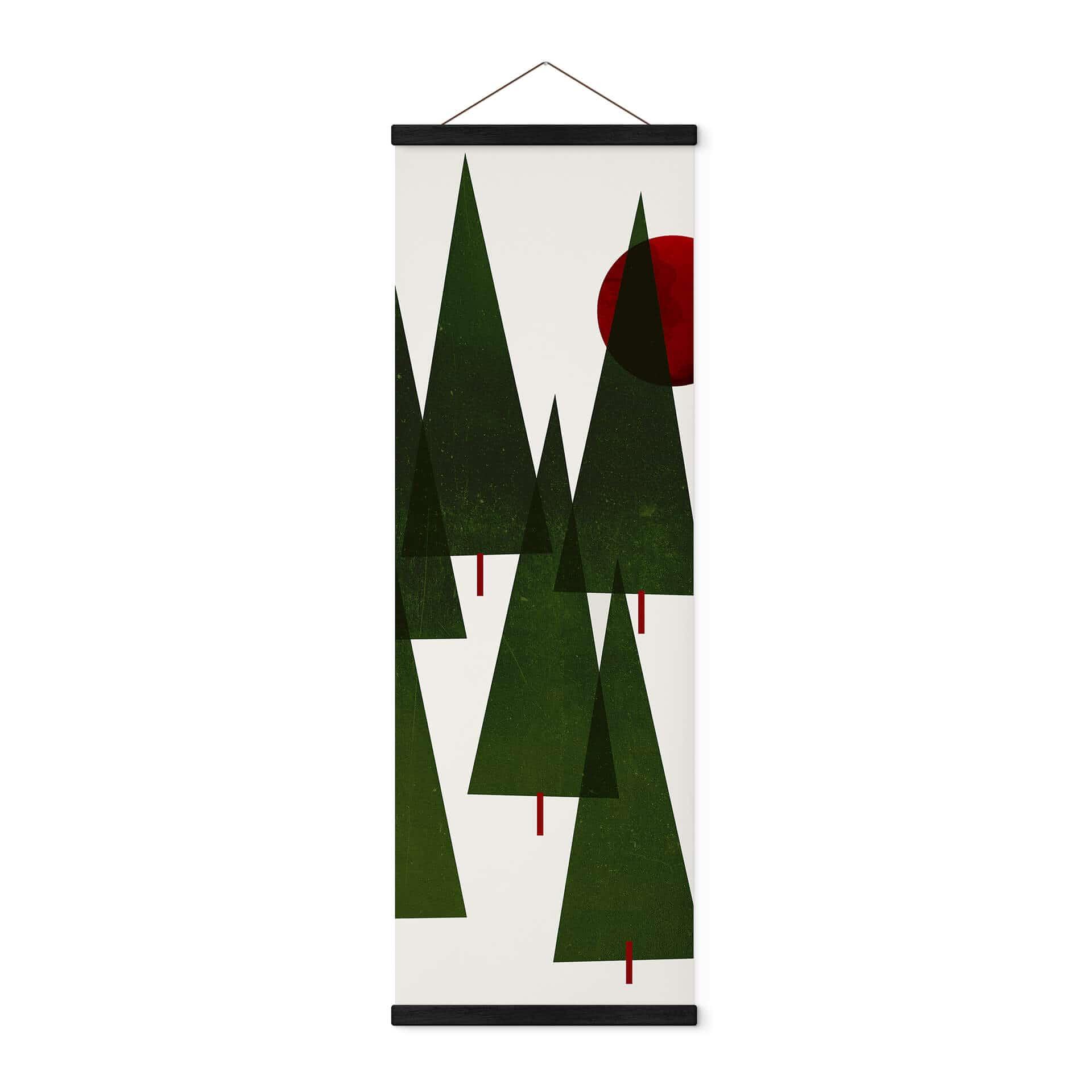 Póster de tela invierno - Pequeño panorama del bosque de abetos - Kubistika
