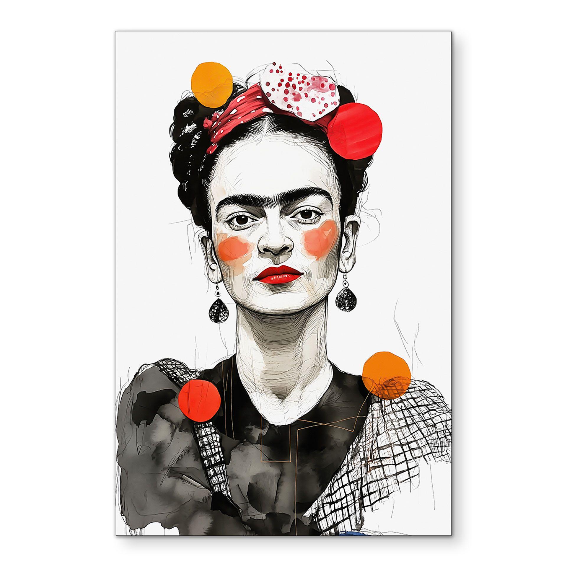 Billede Frida Kahlo pop art-portræt - Jaszke – print på aluminium (Alu-Dibond)