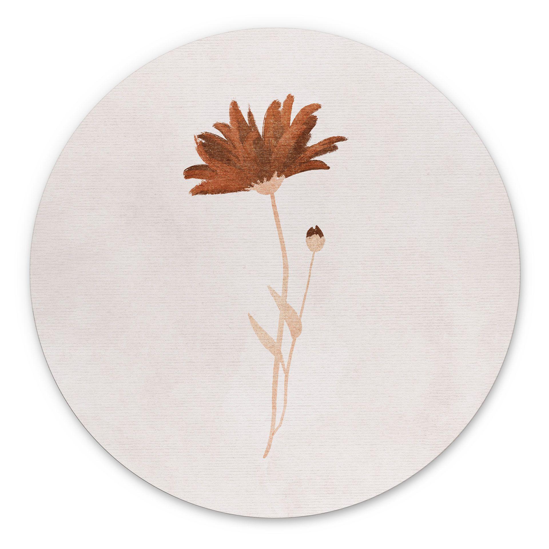 Abstrakt Billede af vilde blomster - Goed Blauw - rund – print på aluminium (Alu-Dibond)