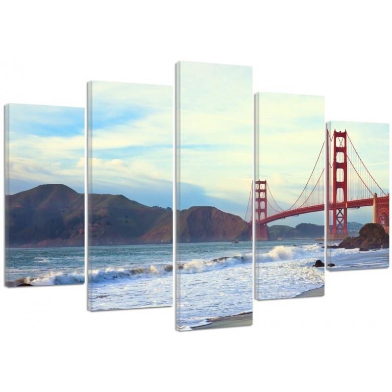 5 stykke lærredstryk, Golden Gate Bridge - Landskab
