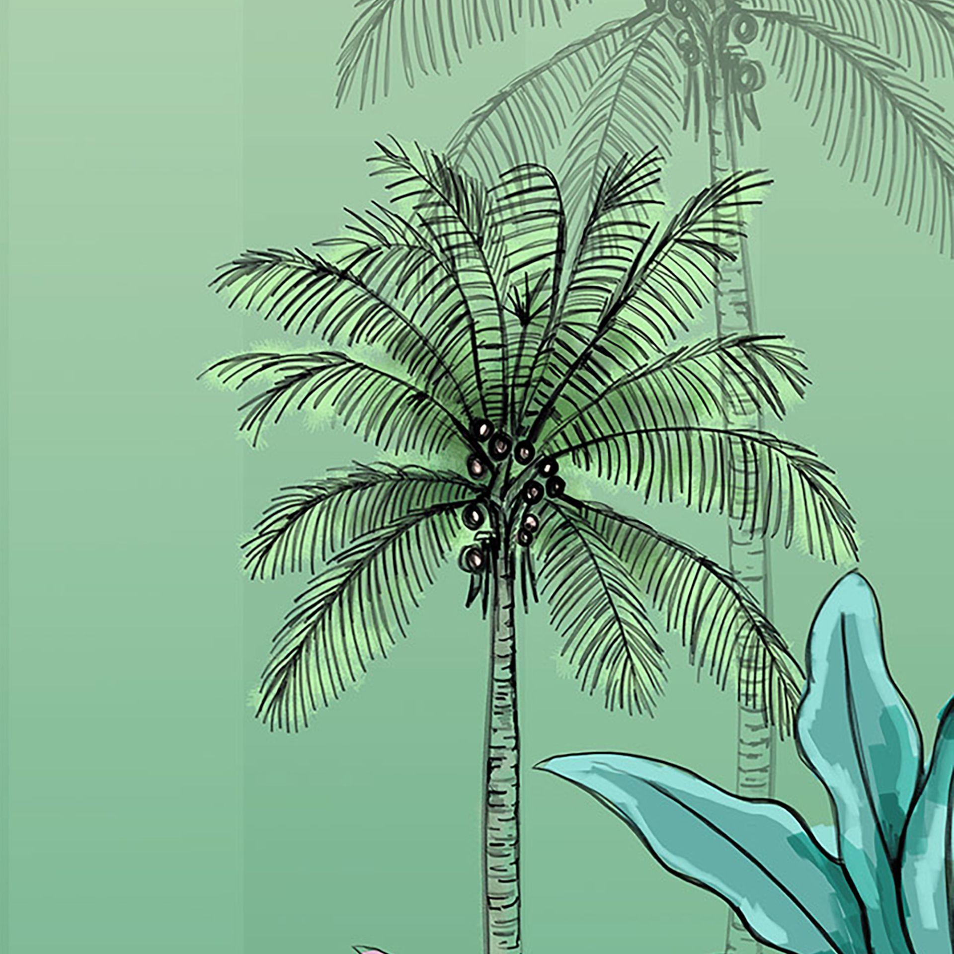Non-woven tapet - Jungle Flamingo - 100 x 280 cm