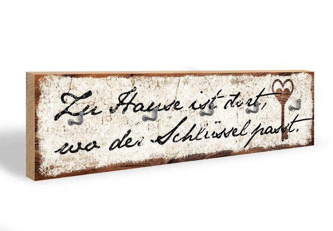Schlüsselbrett Zu Hause ist dort, wo der Schlüssel passt + 5 Haken