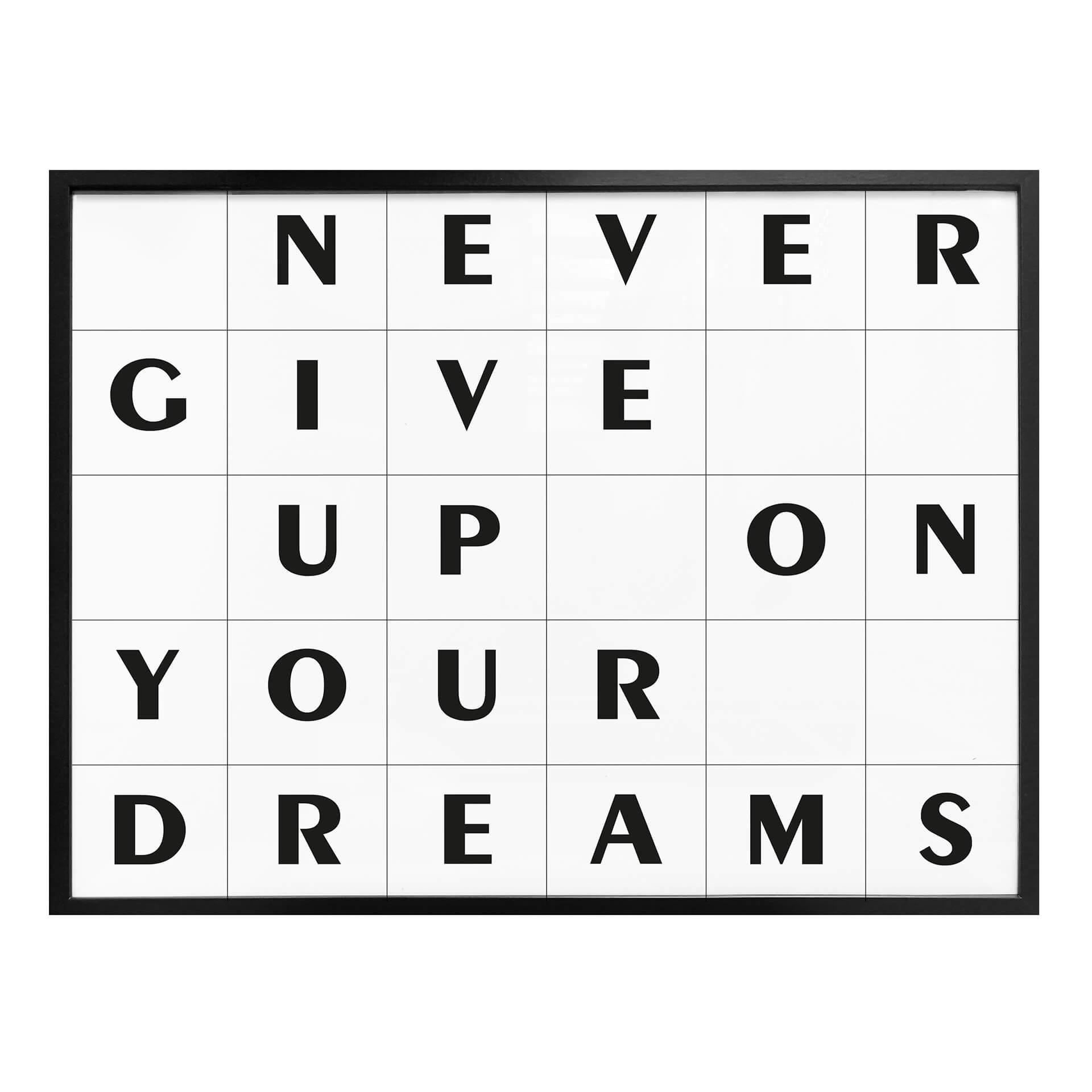 Plakat - Gitter - Never give up on your dreams