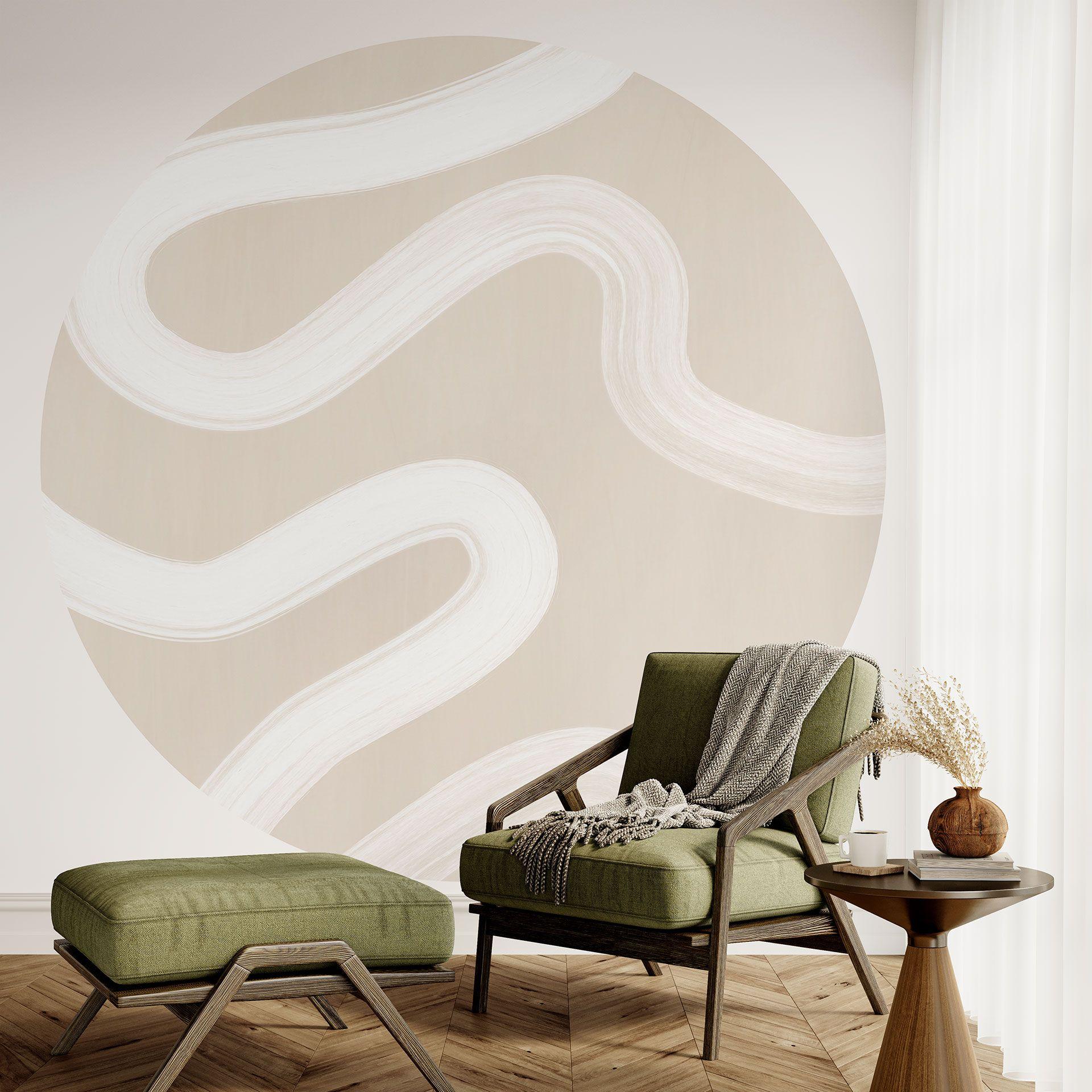 One Line Art - Blid strøm - Ristova - Rundt Fototapet - vliesetapet/selvklæbende non-woven tapet