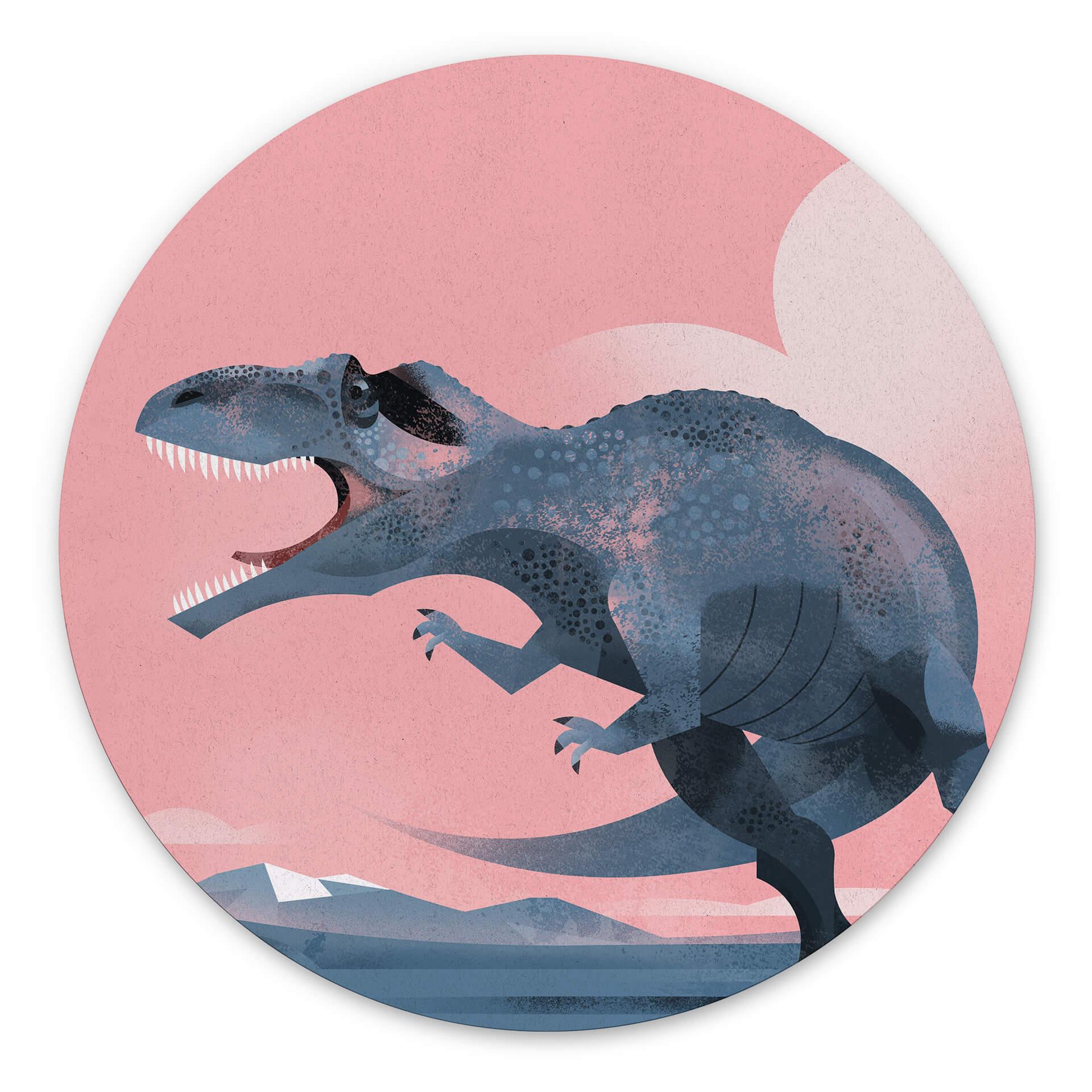 Vægcirkel Braun - Giganotaurus Dinosaur – print på aluminium (Alu-Dibond)