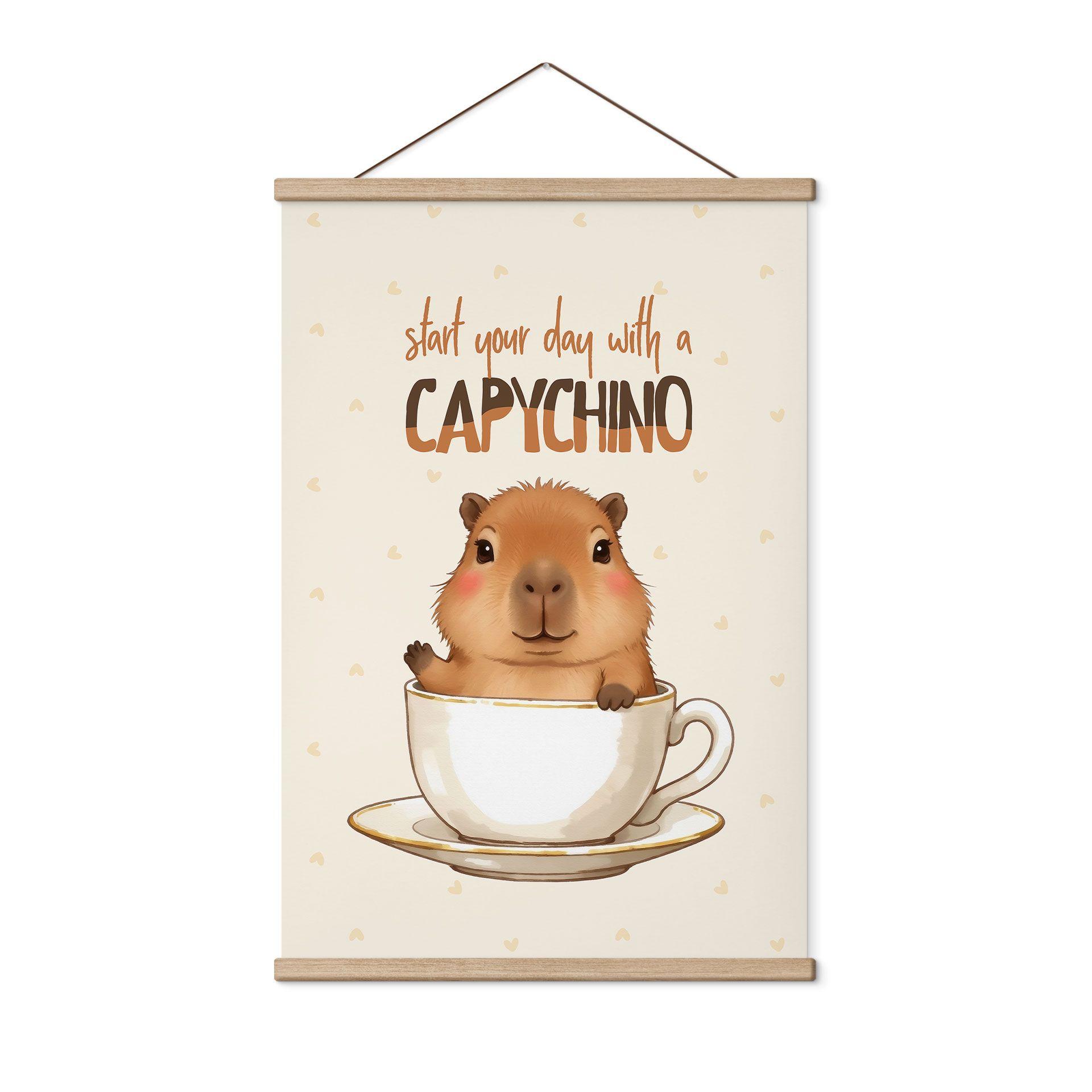Tekstil plakat Capybara i kaffe - Capychino
