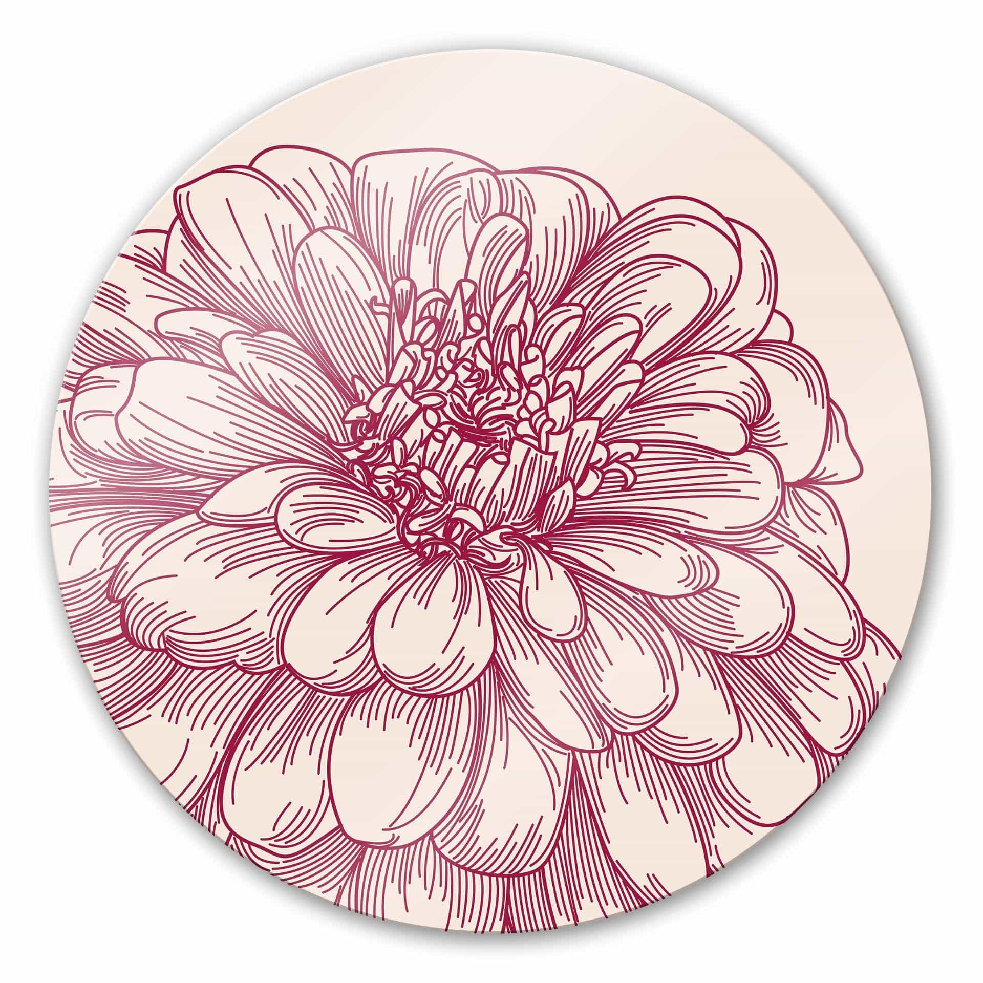 Stampa su vetro Illustrazione floreale - tondo