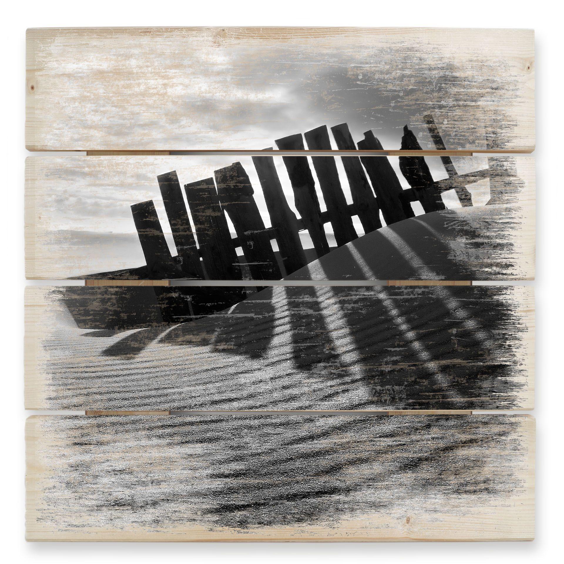 Cuadro de madera paisaje playa - 40x41,5 cm