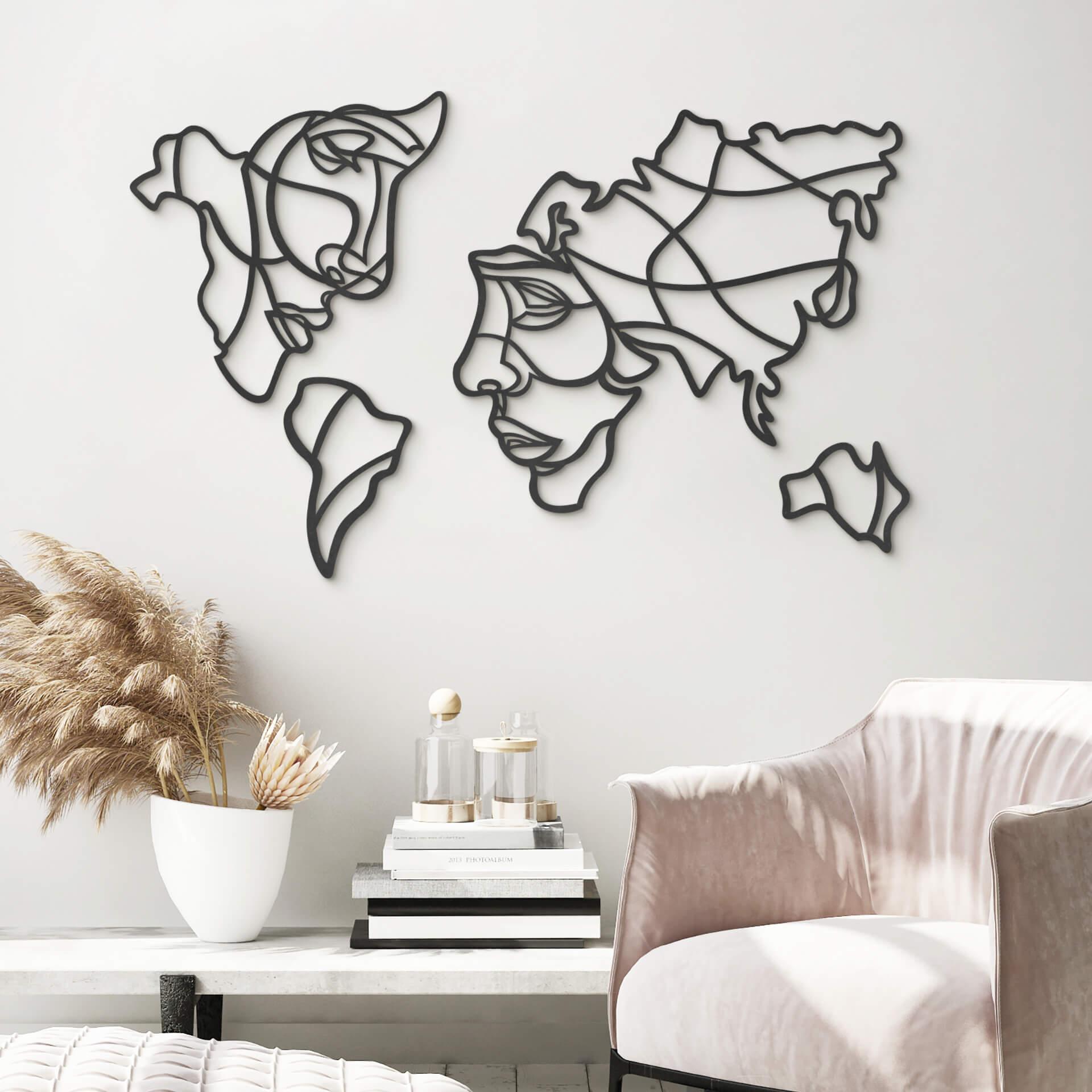 MDF - Decoración en madera - Mapamundi con cara