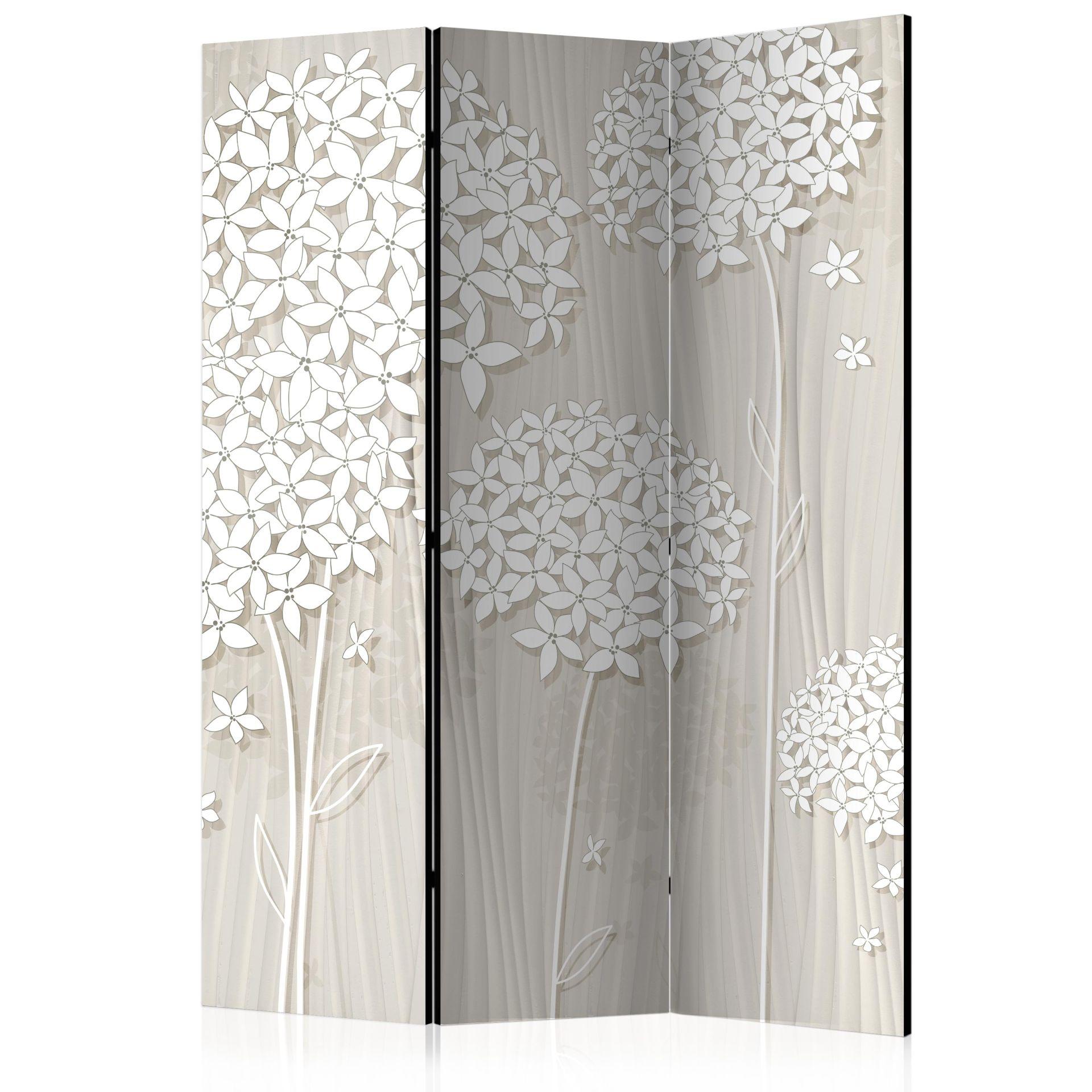 Screen room divider - Cremede postblomster, 3-delt