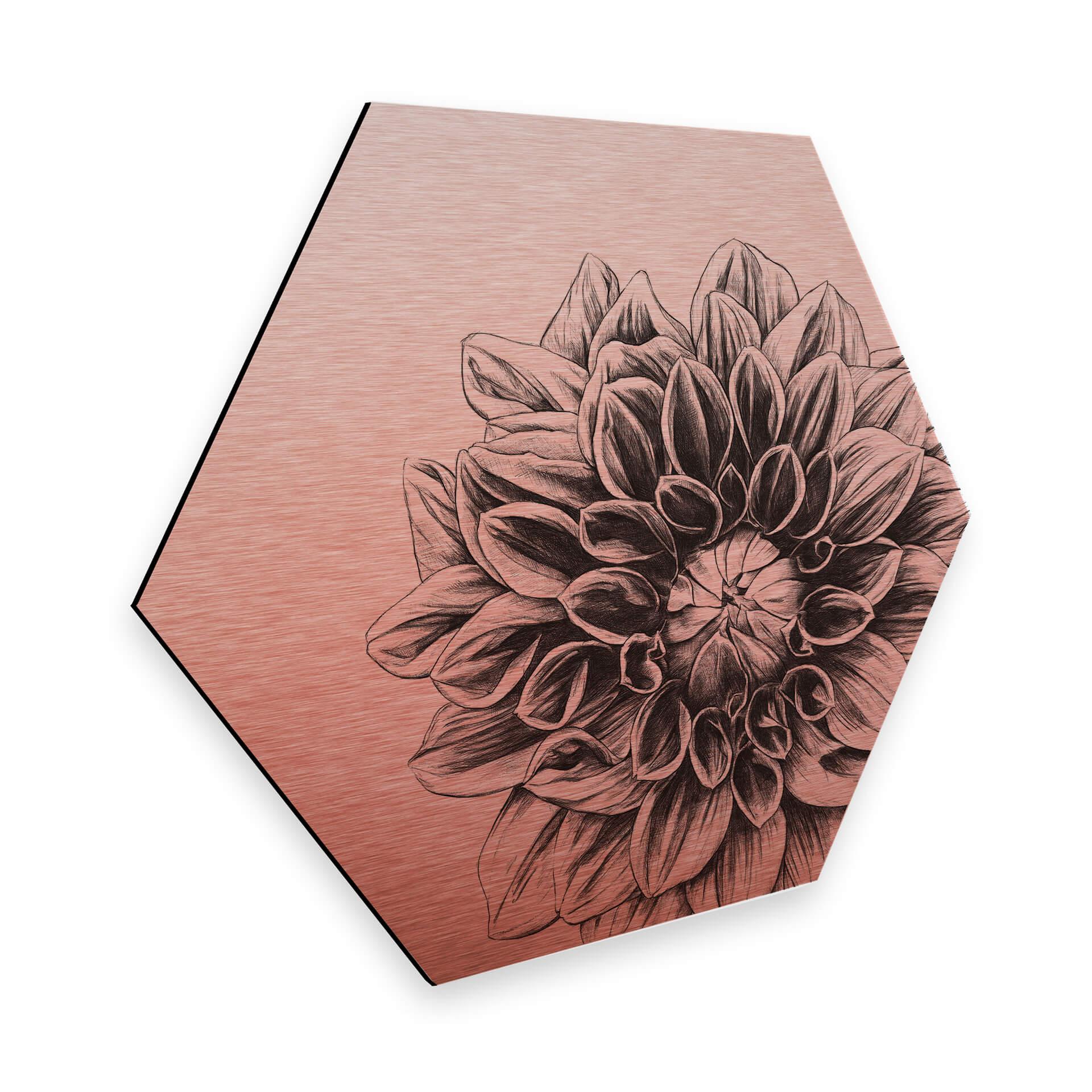 Hexagon - Alu-Dibond Koper effect Kools Dahlia