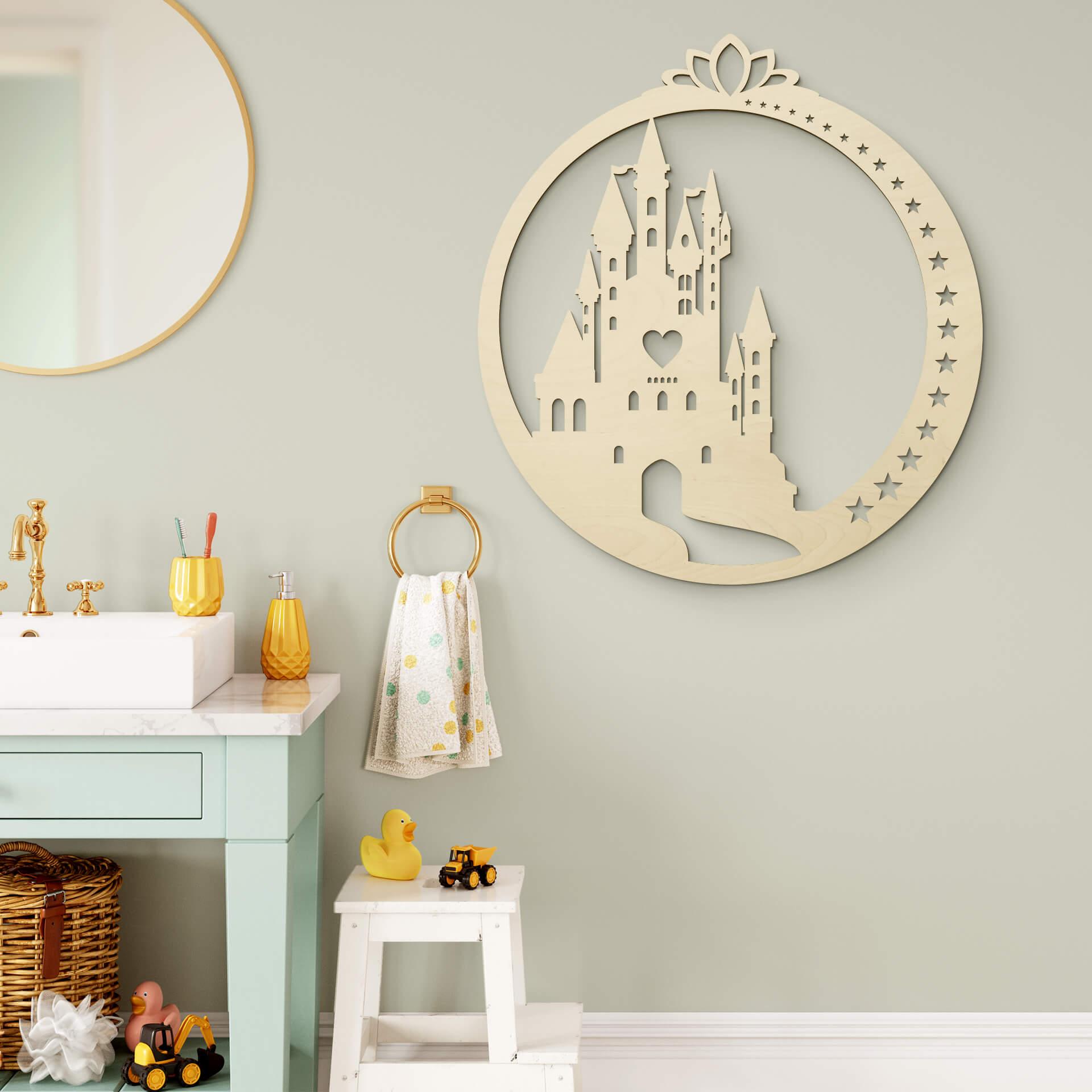 Decoración en madera chopo - Castillo con corazón