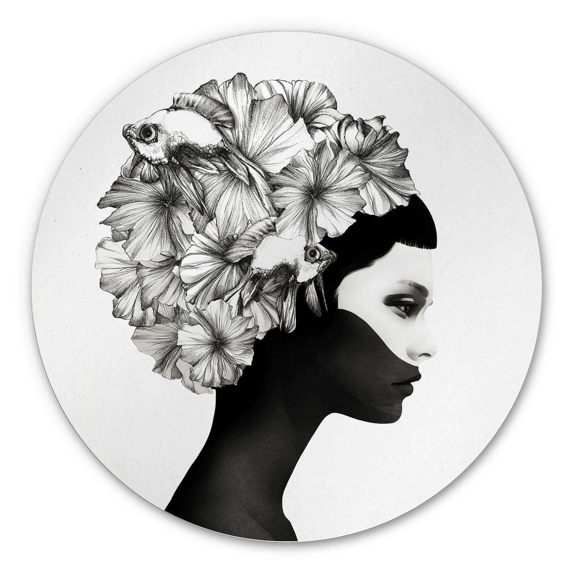 Tableau en Alu-Dibond Ireland Marianna - Fleurs d'Hibiscus - Rond