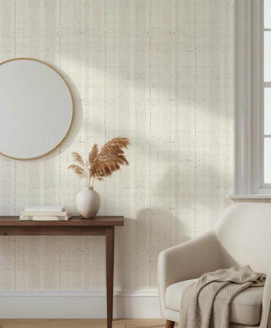 Ikke-vævet tapet striber moderne i beige
