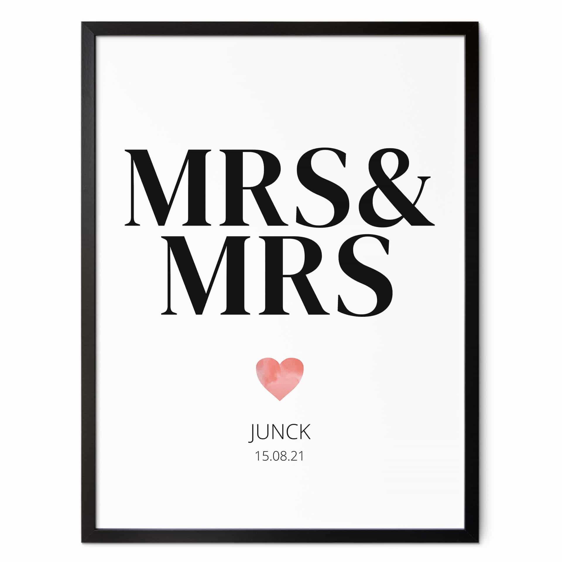 
Poster à personnaliser Mrs & Mrs - Classique