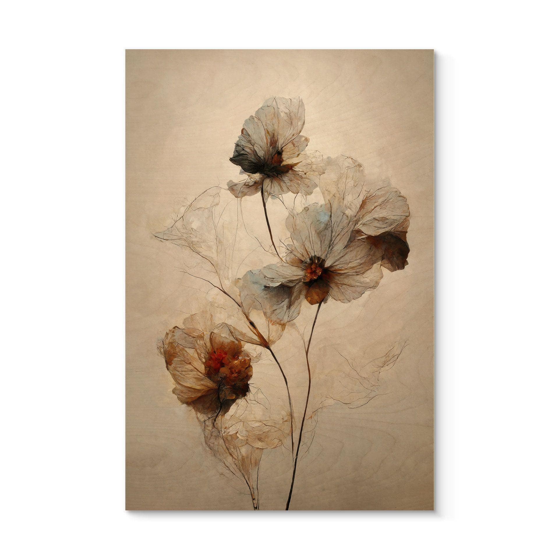Cuadro de madera flores secas - elegancia de lo pasajero - Treechild