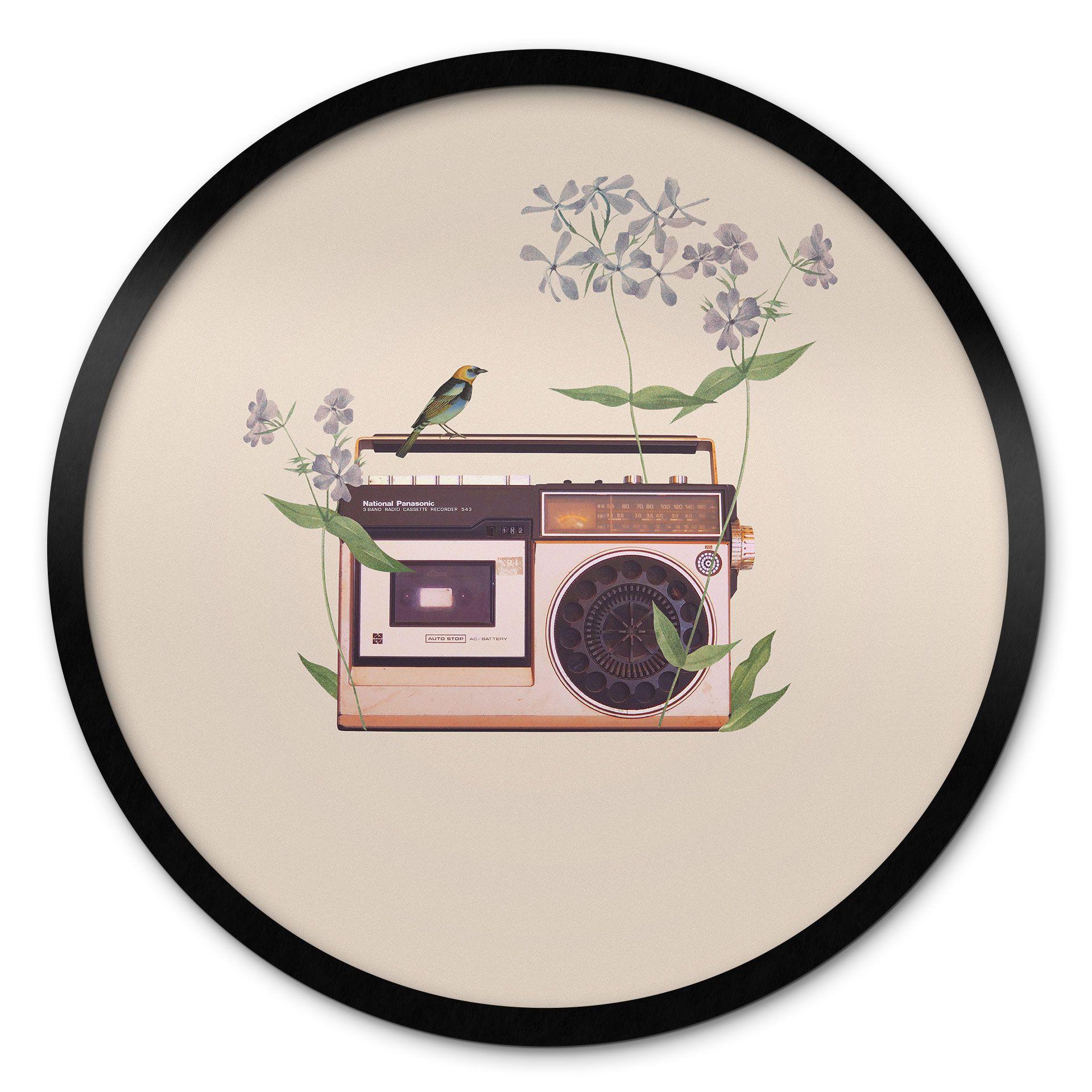 Póster Retro Radio floral - Frida Floral Studio - Redondo