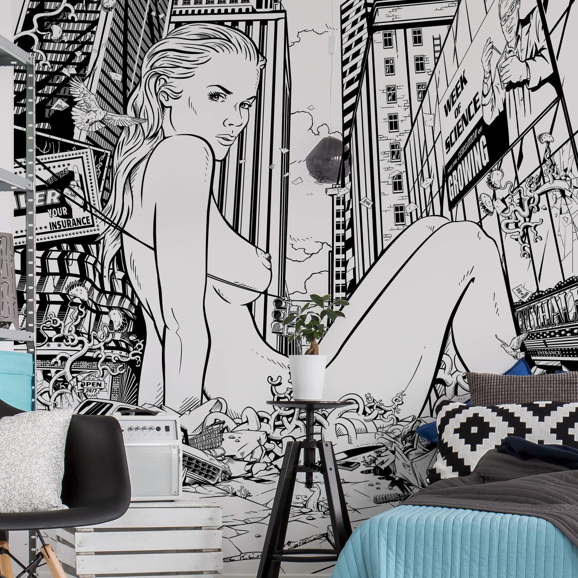 Papier peint photo Drawstore - Disaster Pin-Up Plants