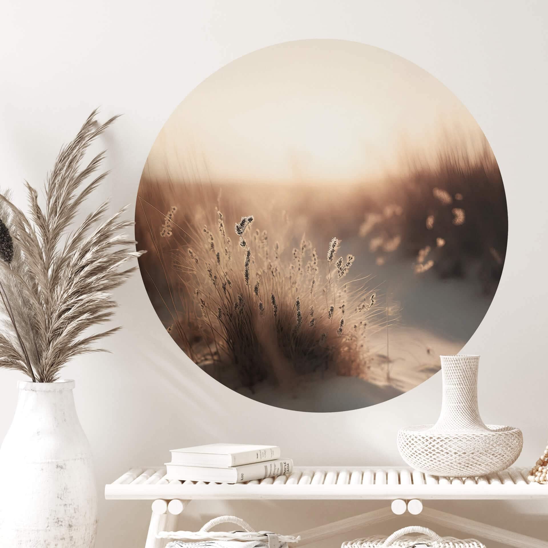 Vinilo decorativo Treechild - Puesta de sol sobre las dunas - Redondo
