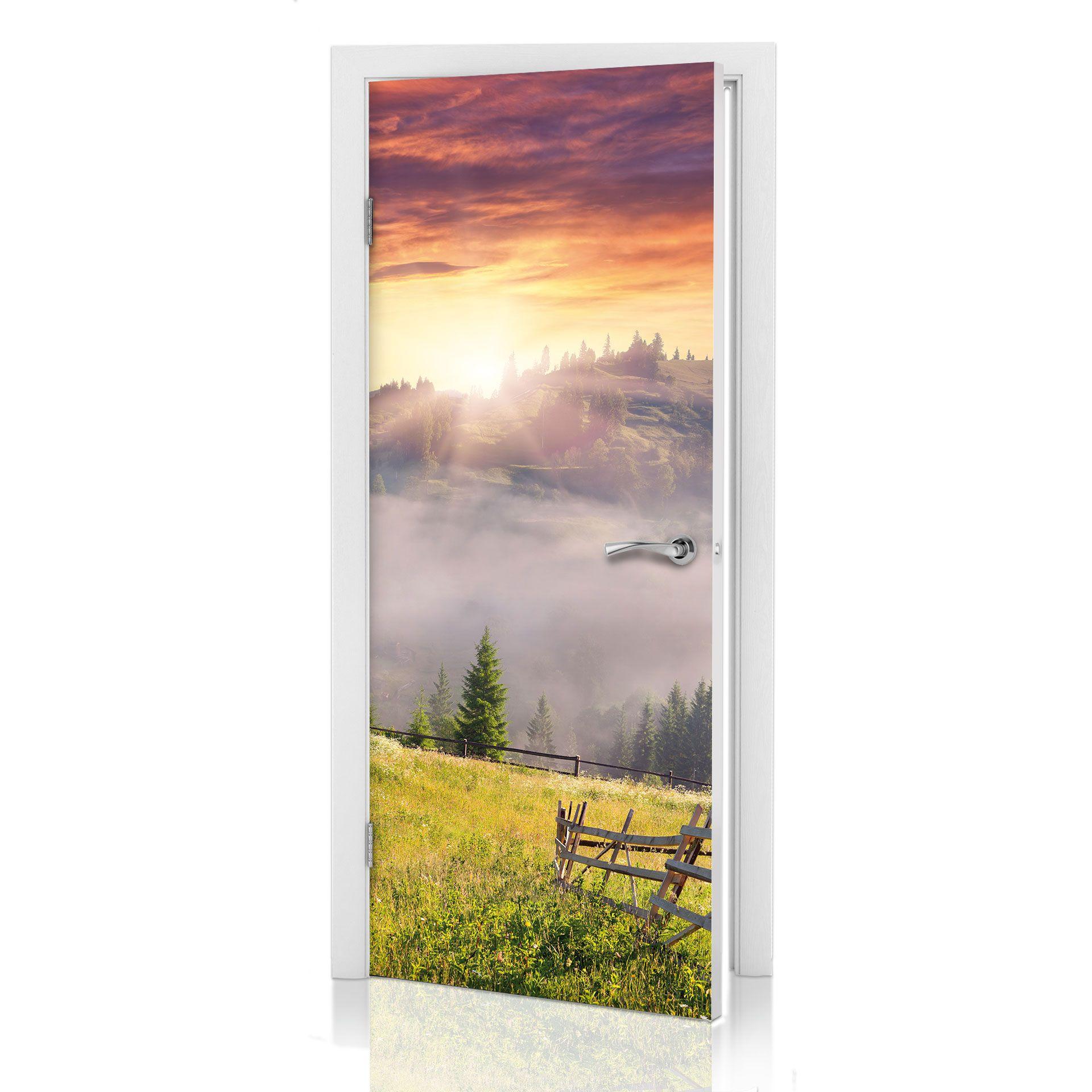 Türdesign Bergtal im Nebel 91x200 cm
