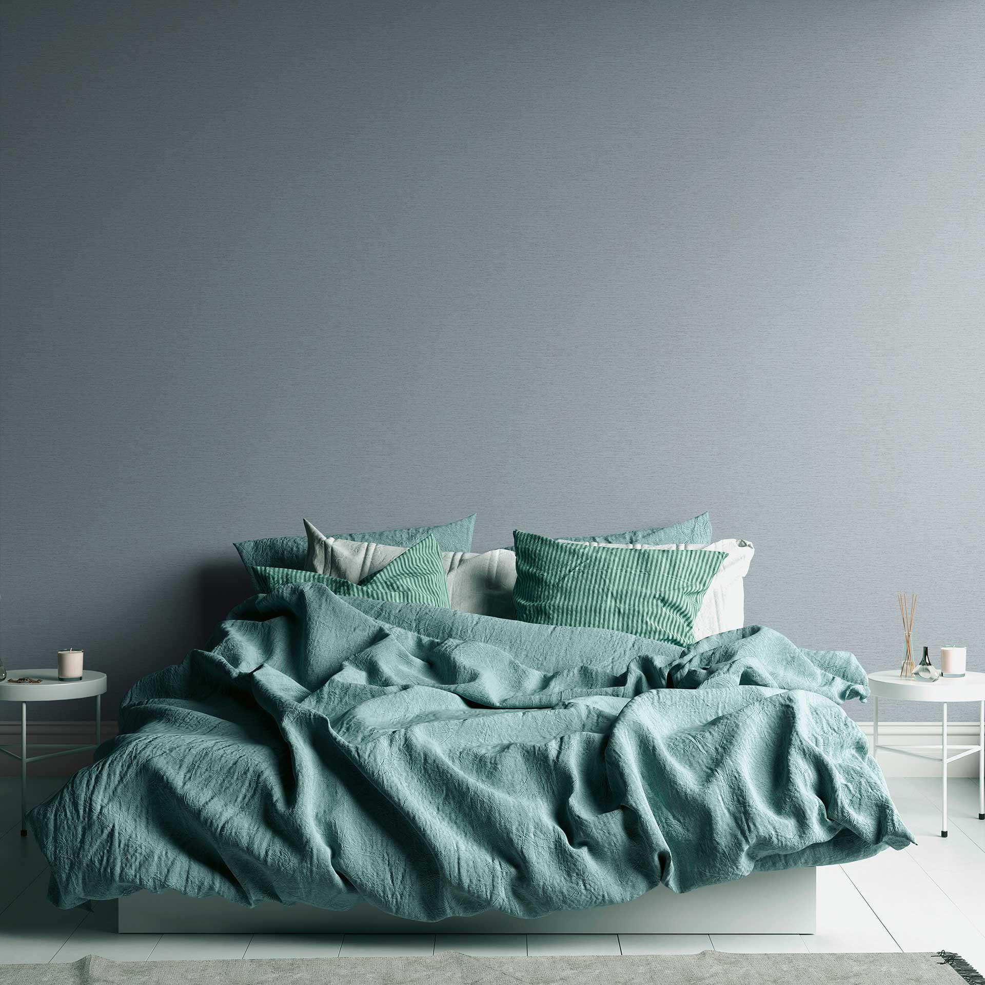 Papel pintado unitario con estructura textil horizontal gris