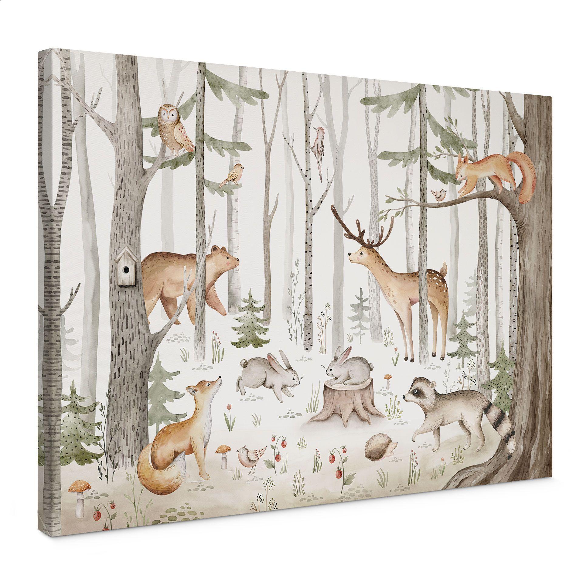 Lienzo aventura con animales del bosque - Kvilis