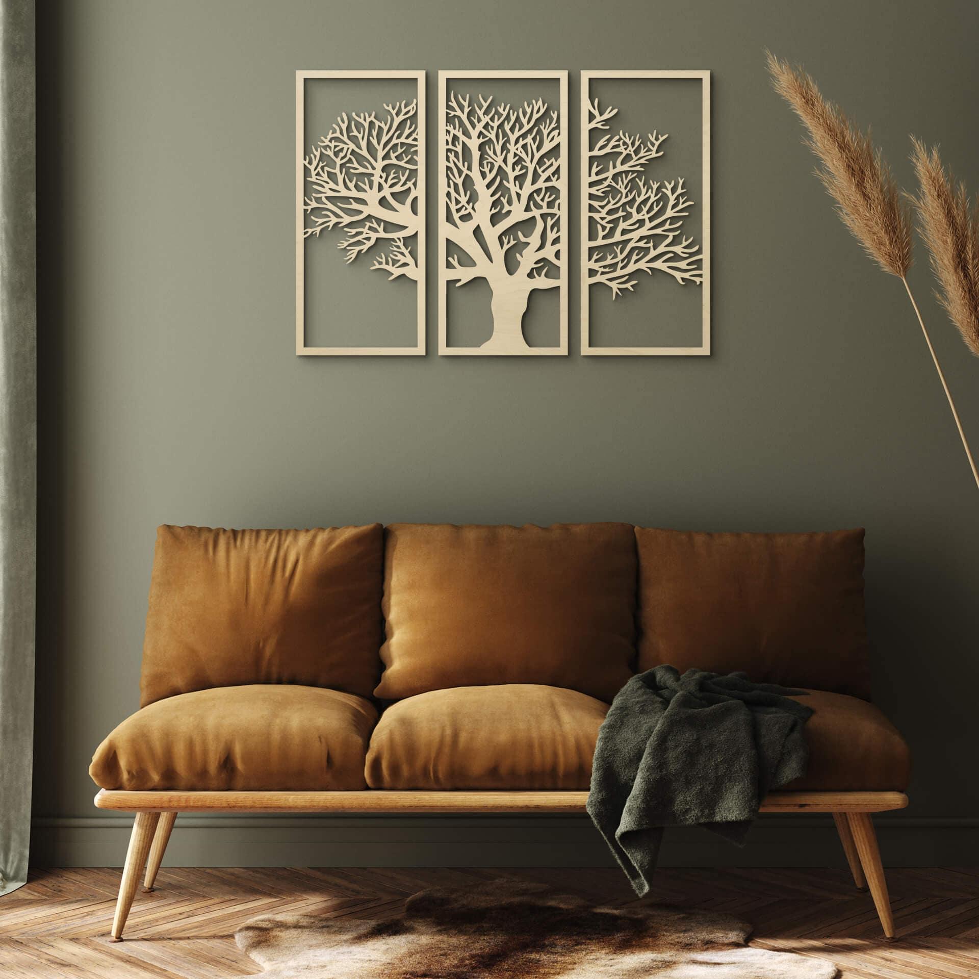 Decoración en madera árbol set 3 piezas - madera de álamo