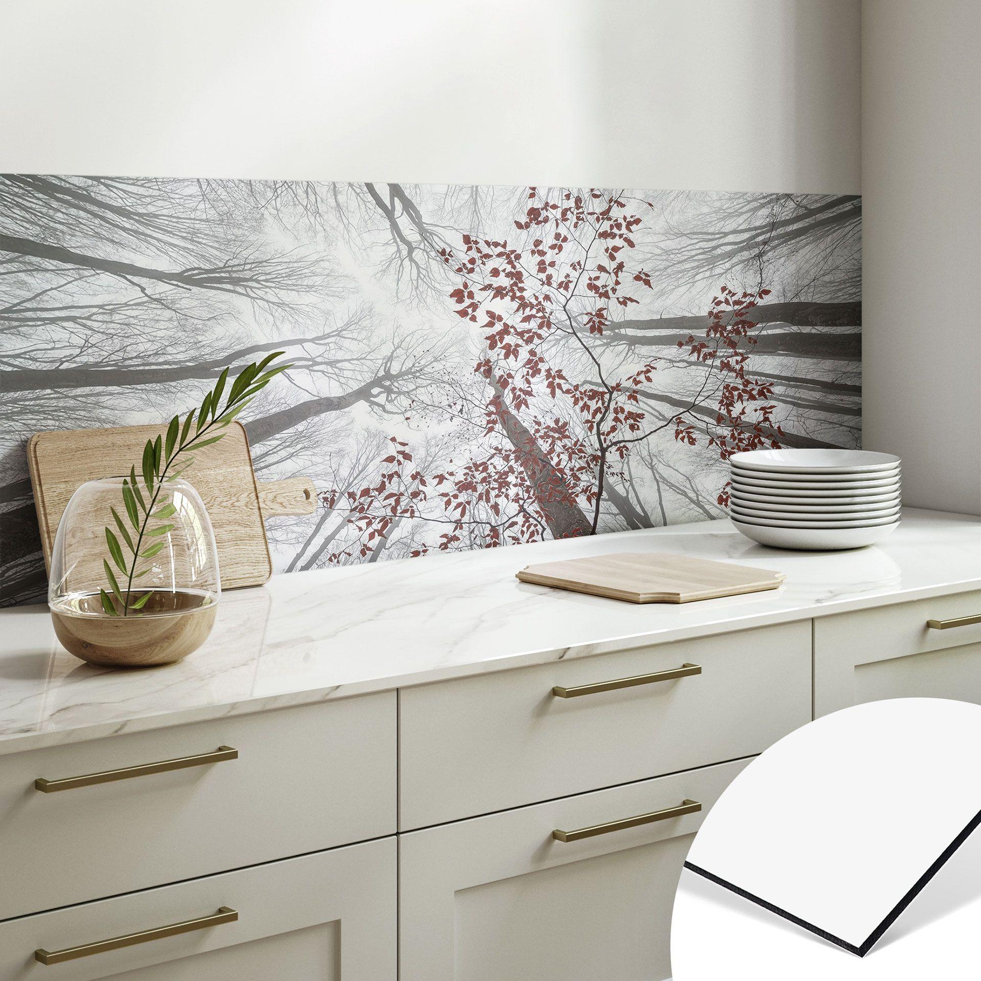 Køkken backsplash Trætoppe med røde blade - Coman