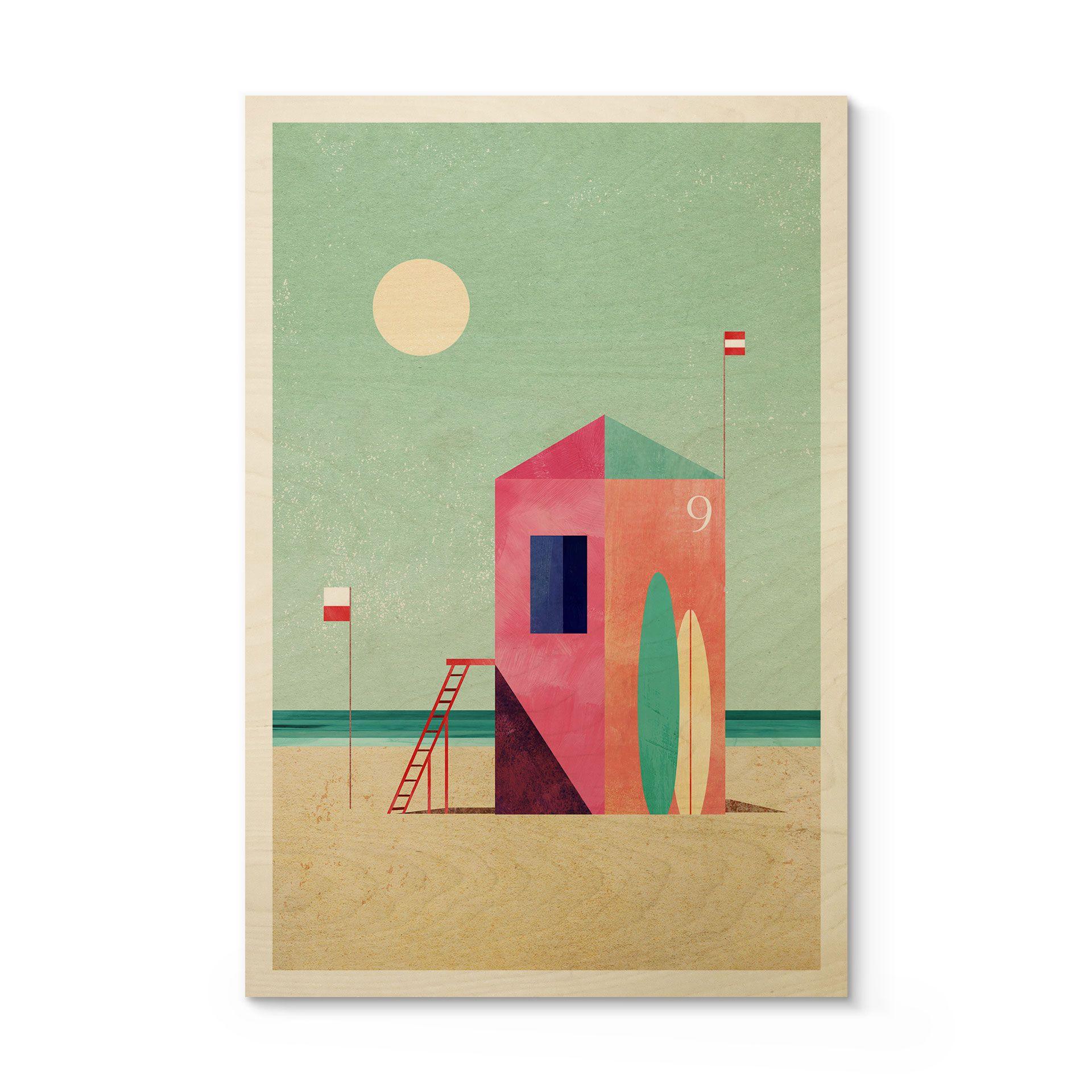 Cuadro de madera casa bote salvavidas en la playa - Rivers