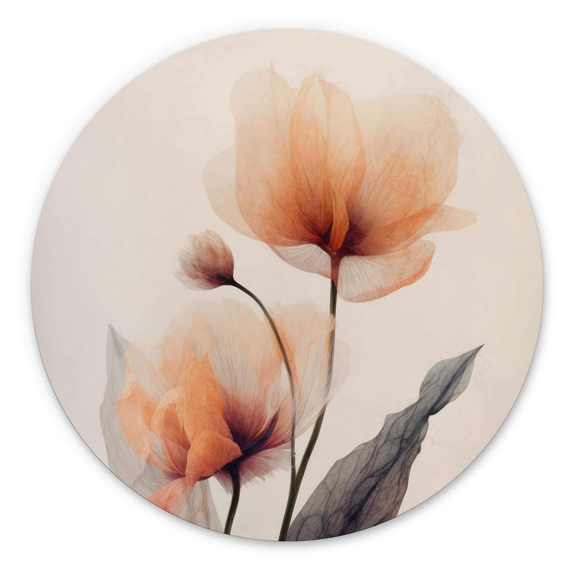 Vægcirkel Treechild - Delicate Flowers – print på aluminium (Alu-Dibond)