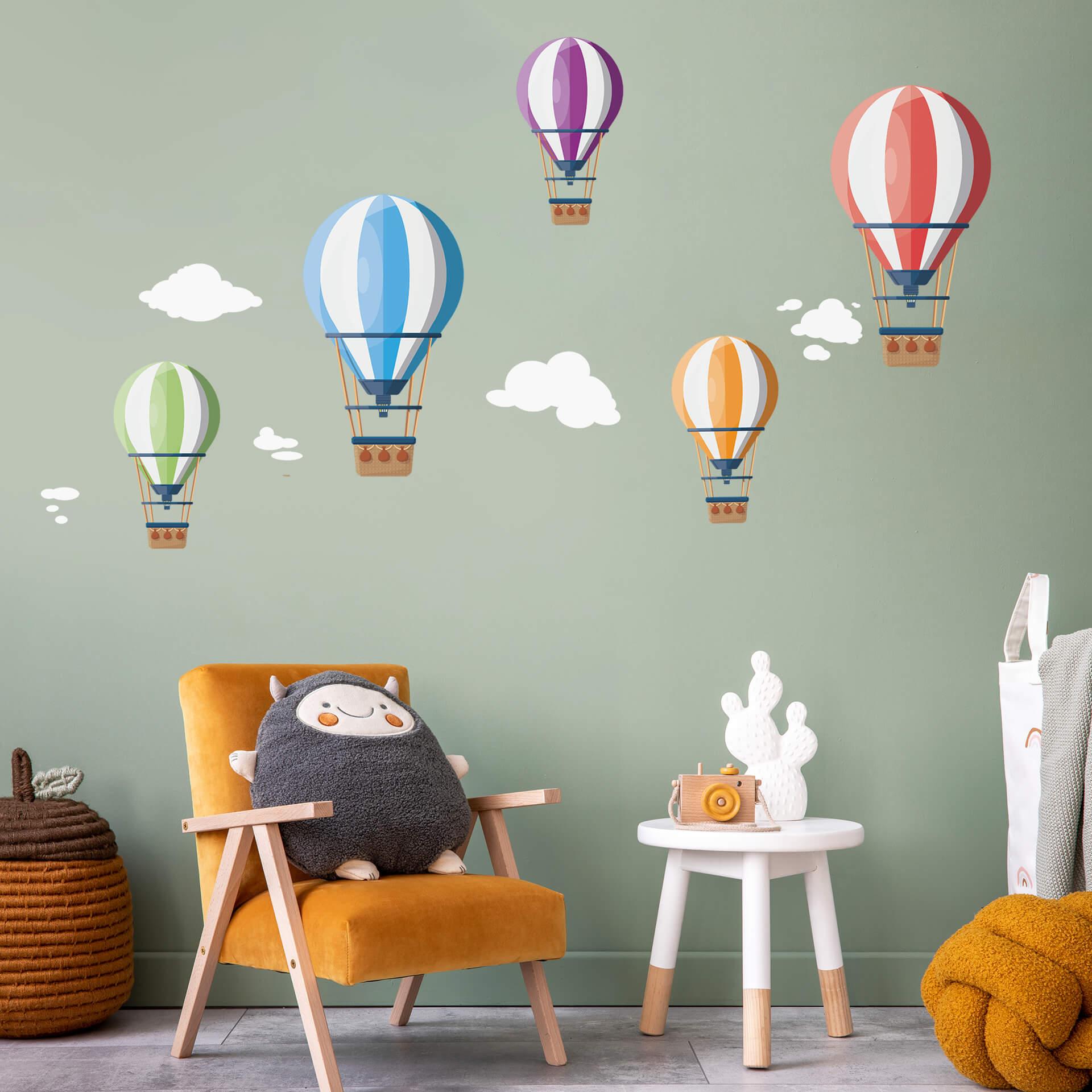 Wallsticker Balloner i fem farver