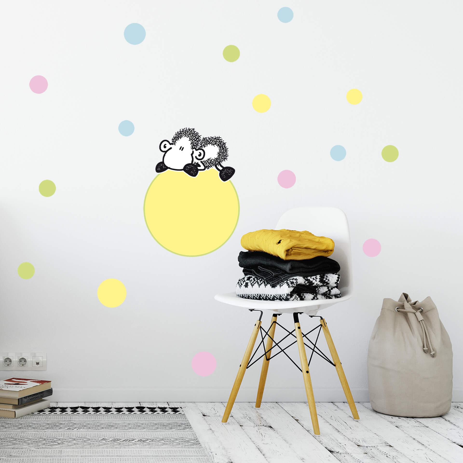 Muursticker Schaap met Confetti - Sheepworld