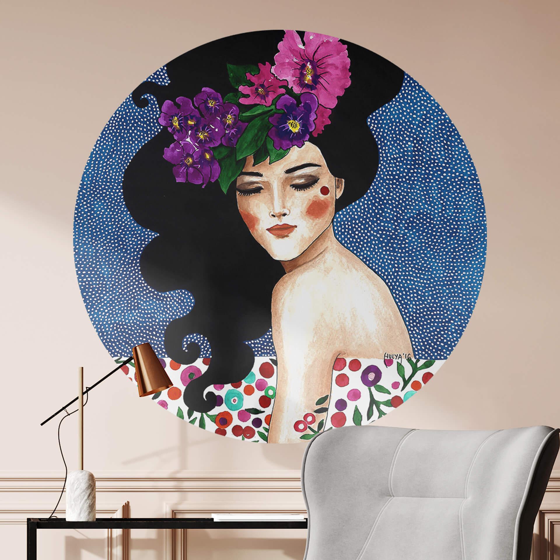 Vinilo decorativo retrato - Corazón susurrante redondo - Hülya